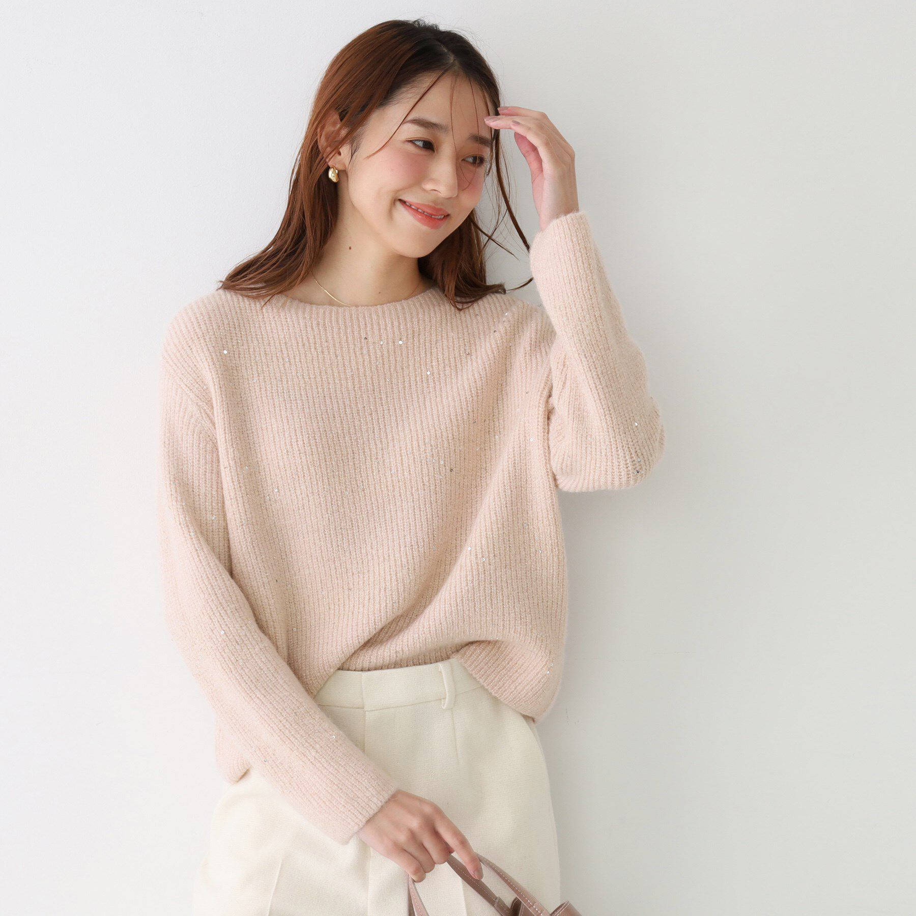 COUP DE CHANCE「【手洗い可】スパンコール付ニットトップス」|ニット・セーター|