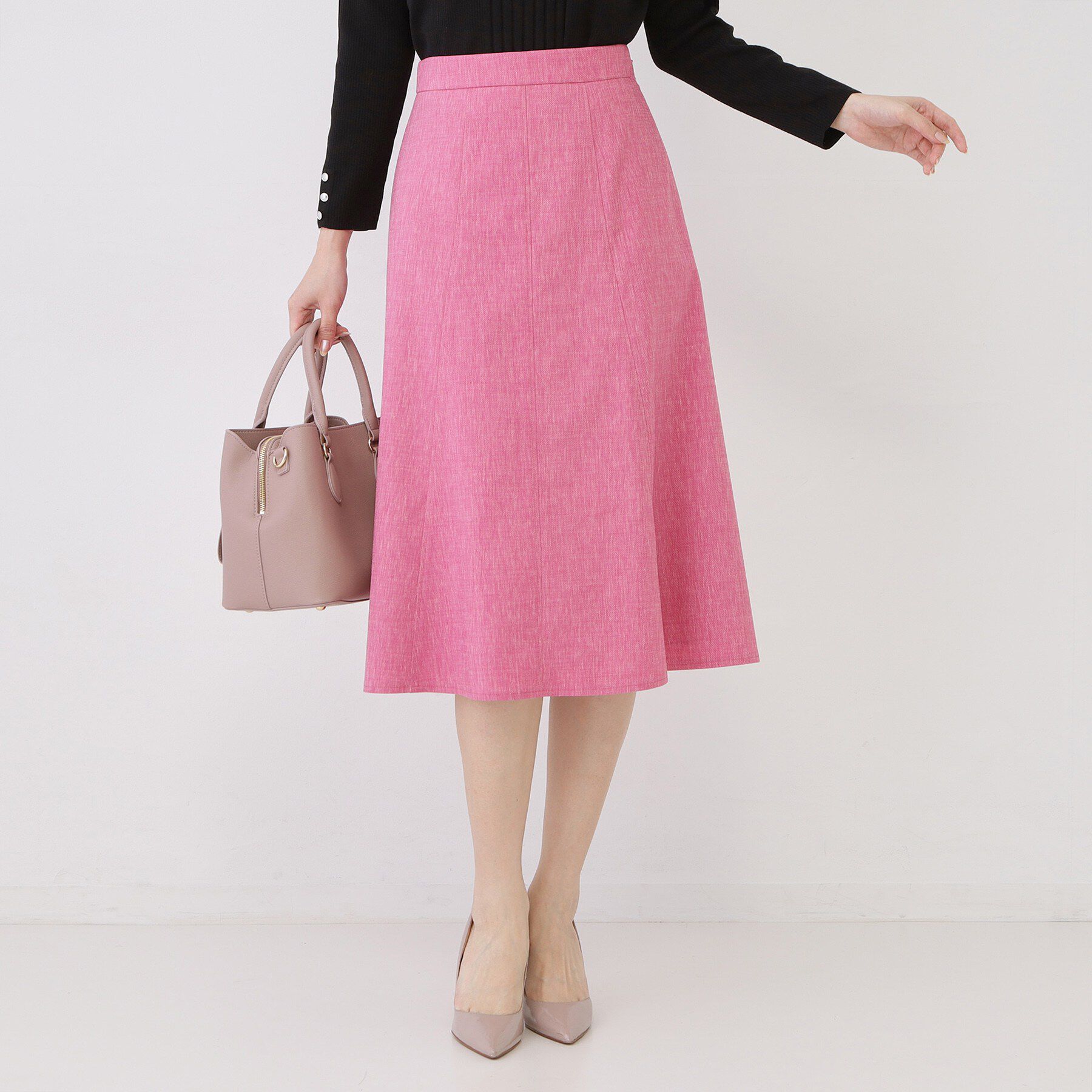 COUP DE CHANCE「【手洗い可／日本製】麻混フレアースカート」|スカート|ピンク(073)