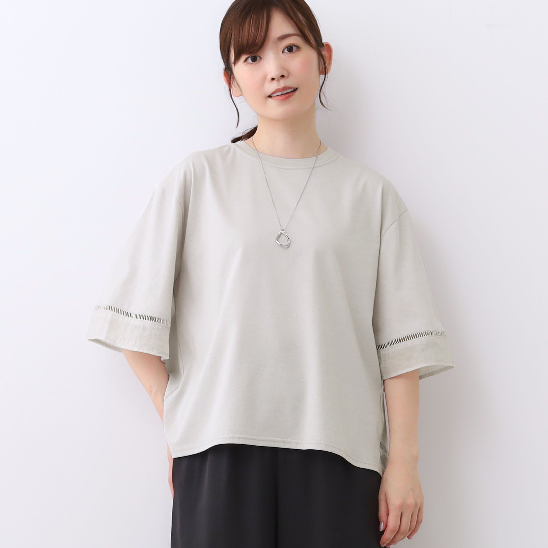 Reflect「【E‐QUALITY／体型カバー】シアー&times;レースデザインプルオーバー」|Tシャツ・カットソー|