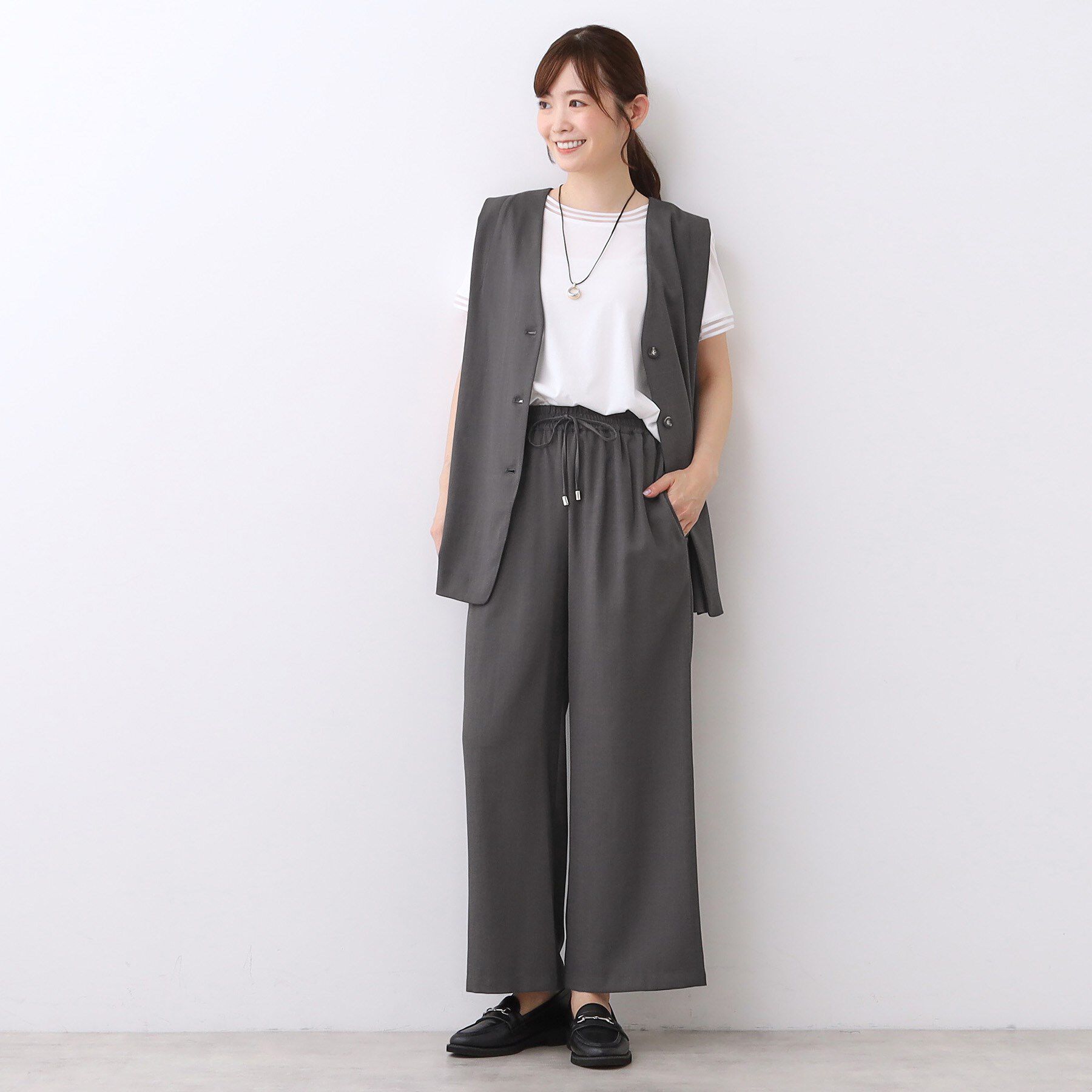 Reflect「【ウエスト総ゴム／セットアップ／単品使いOK◎】ベスト＋ストレートパンツセット」|スーツ|