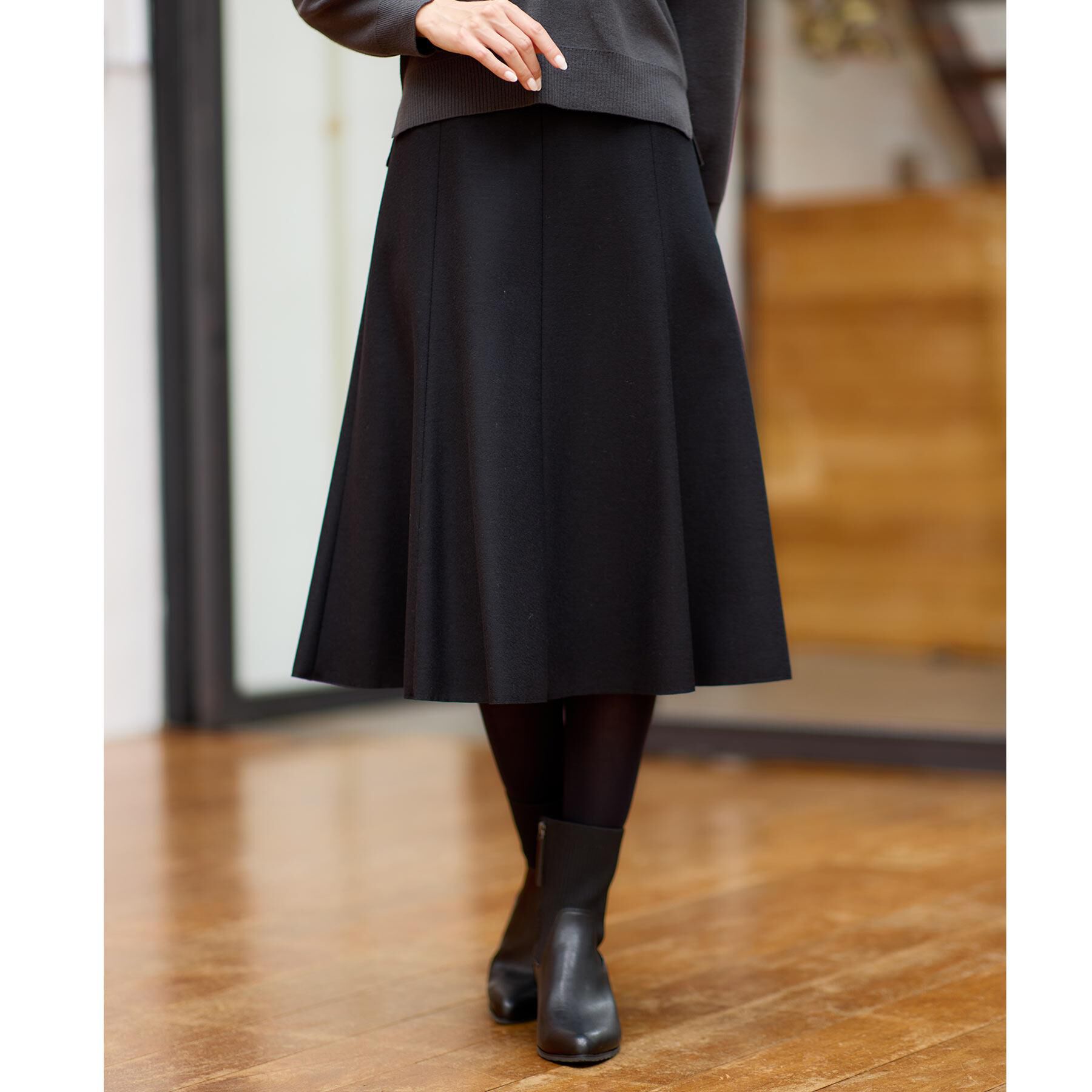 Reflect「【選べる5色◎】フレアフリュイドスカート」|スカート|ブラック(019)