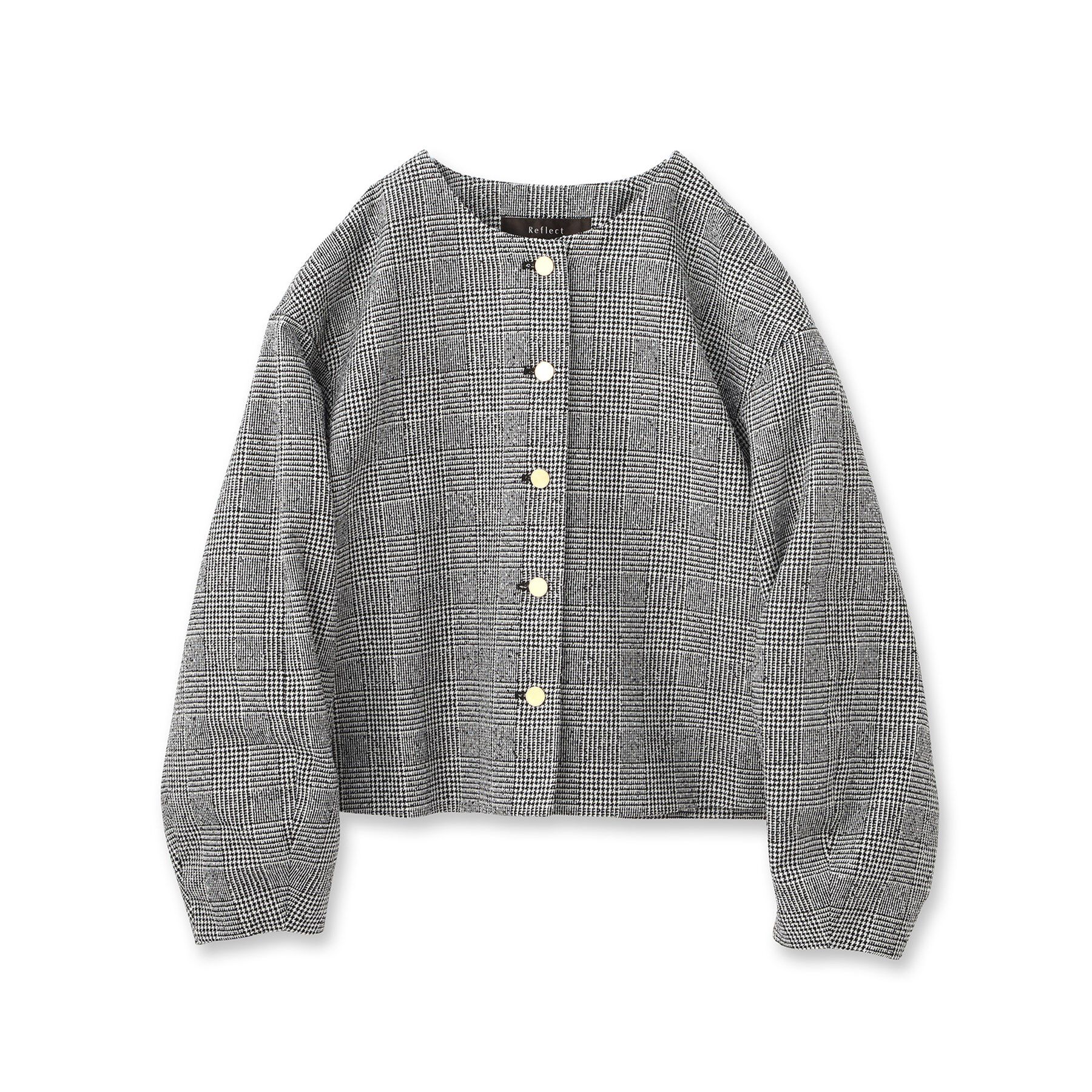 Reflect「【着映え◎／アームホールゆったり】グレンチェックジャコット」|ノーカラージャケット|