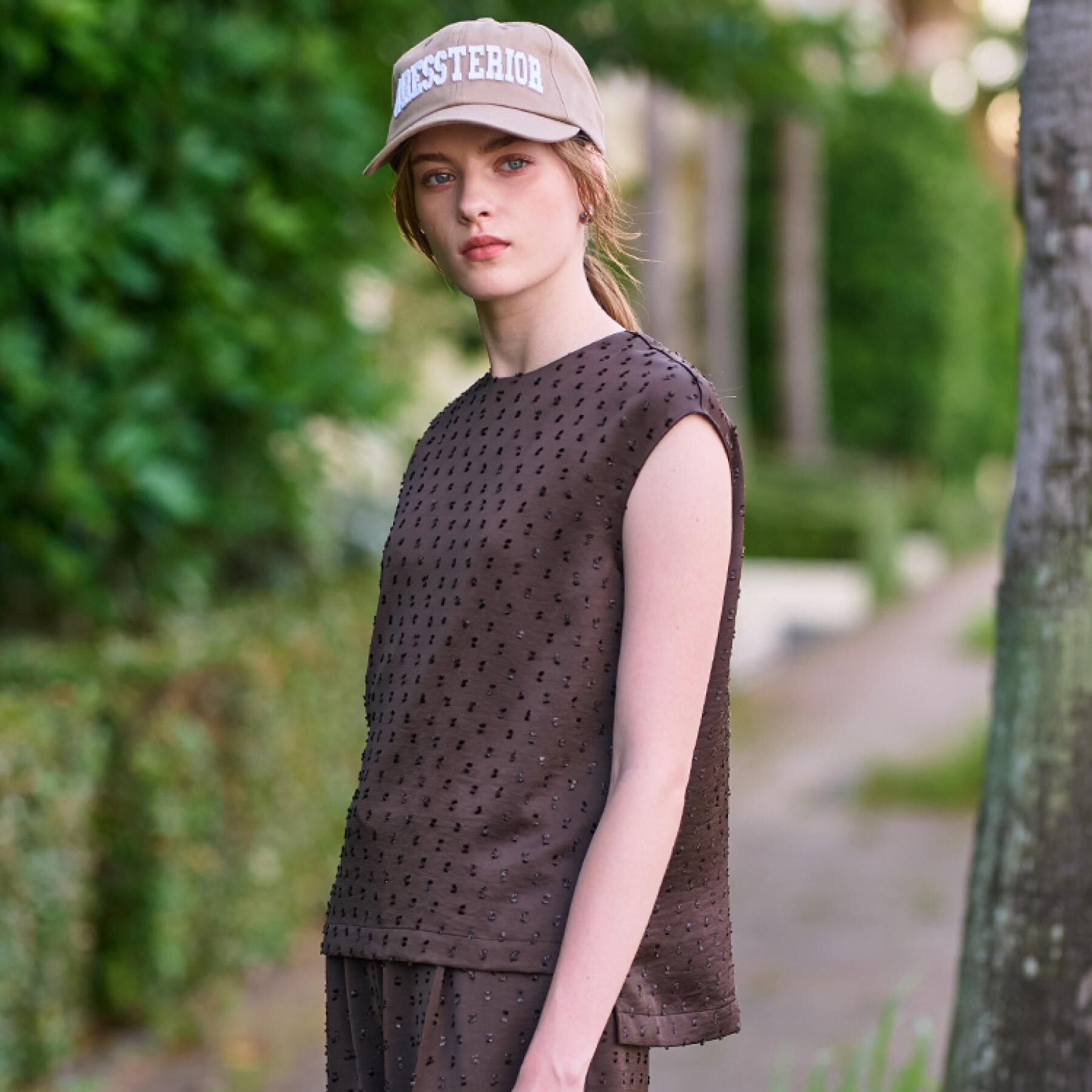 DRESSTERIOR「【セットアップ可/イージーケア】ドビーサテンフレンチスリーブブラウス」|シャツ・ブラウス|