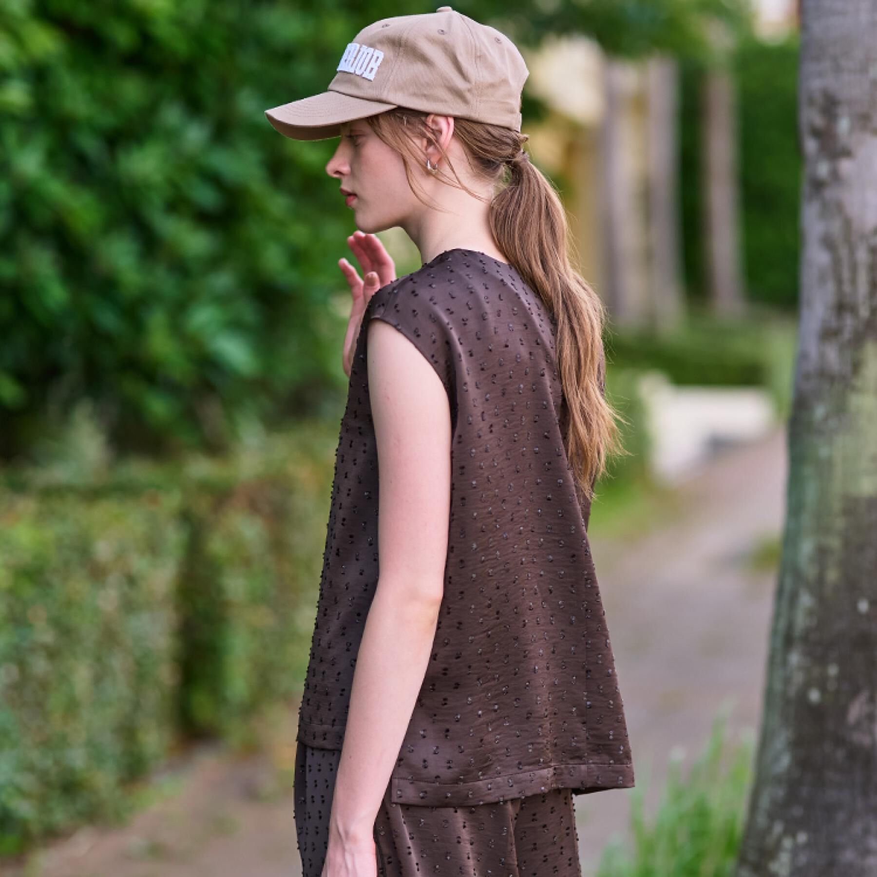 DRESSTERIOR「【セットアップ可/イージーケア】ドビーサテンフレンチスリーブブラウス」|シャツ・ブラウス|