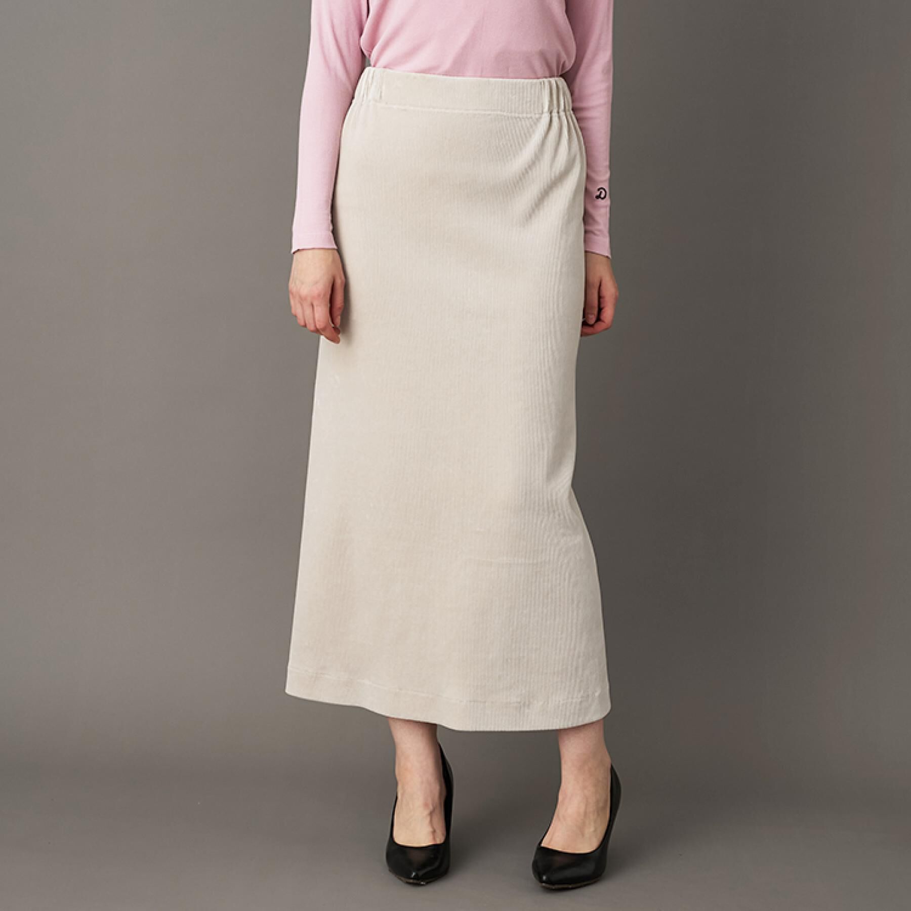 DRESSTERIOR「コーデュロイジャージタイトスカート」|スカート|ライトグレー(011