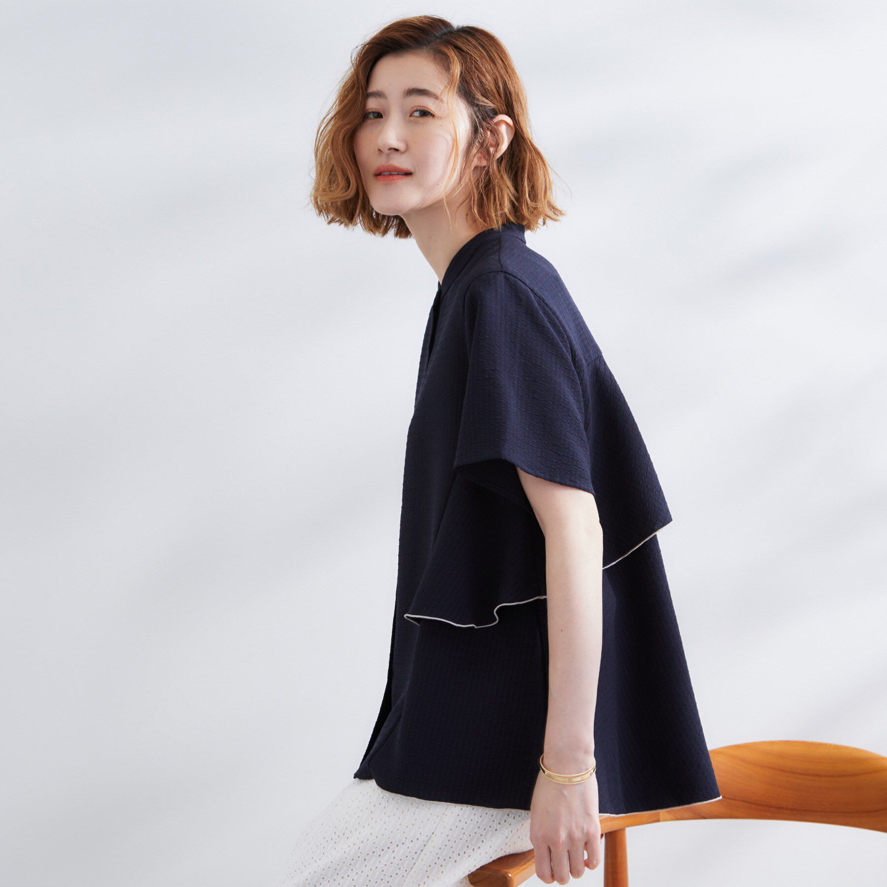 grove「【360&deg;抜かりない】ストライプアソートバックフレアブラウス」|シャツ・ブラウス|