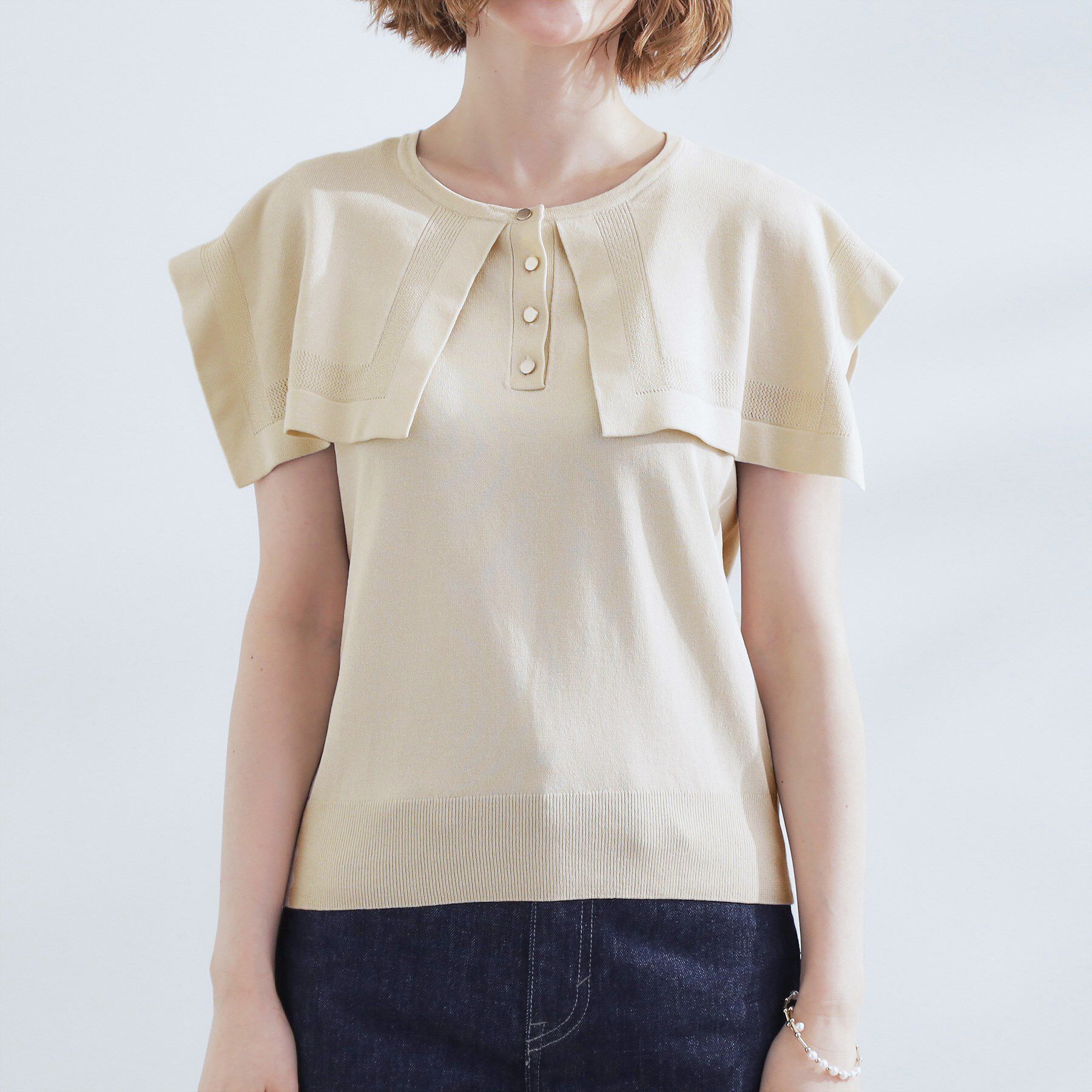 grove「【ひんやり/UVカット】大人の可愛さ　セーラーカラーニット」|ニット・セーター|