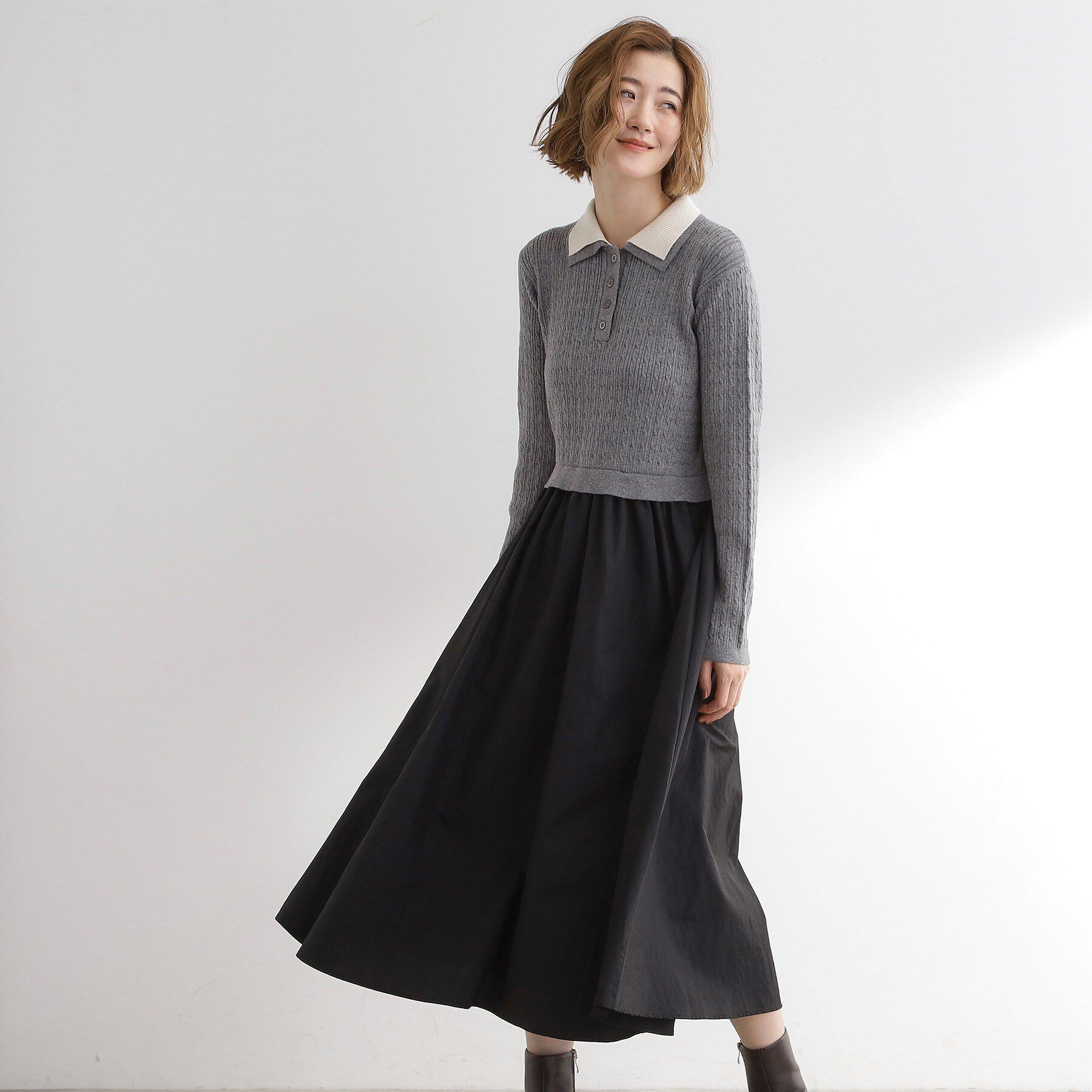 grove「【時短コーデ】ポロニットドッキングワンピース」|ワンピース|