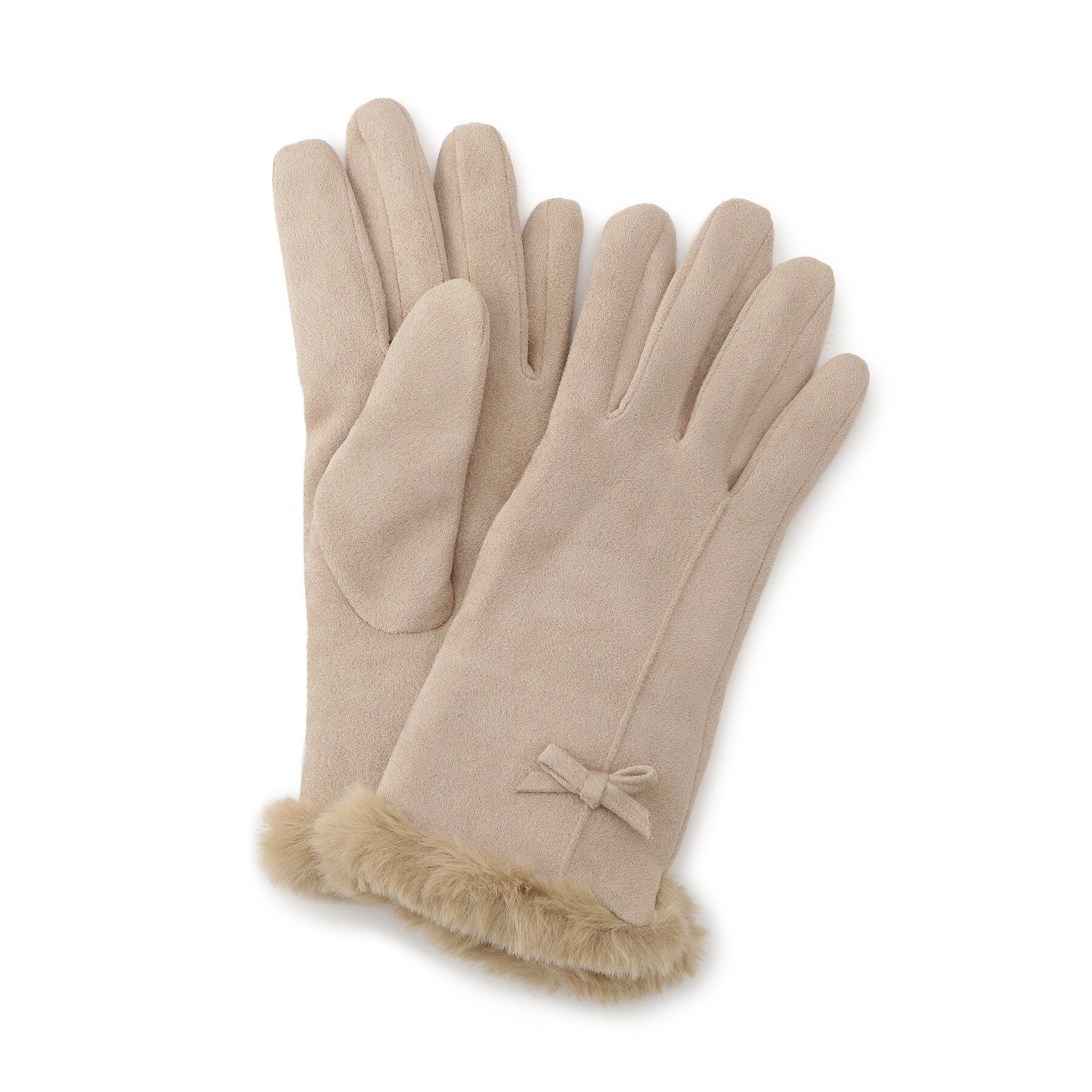 grove「ミニリボンリストフェイクファーグローブ」|手袋|ライトベージュ(05