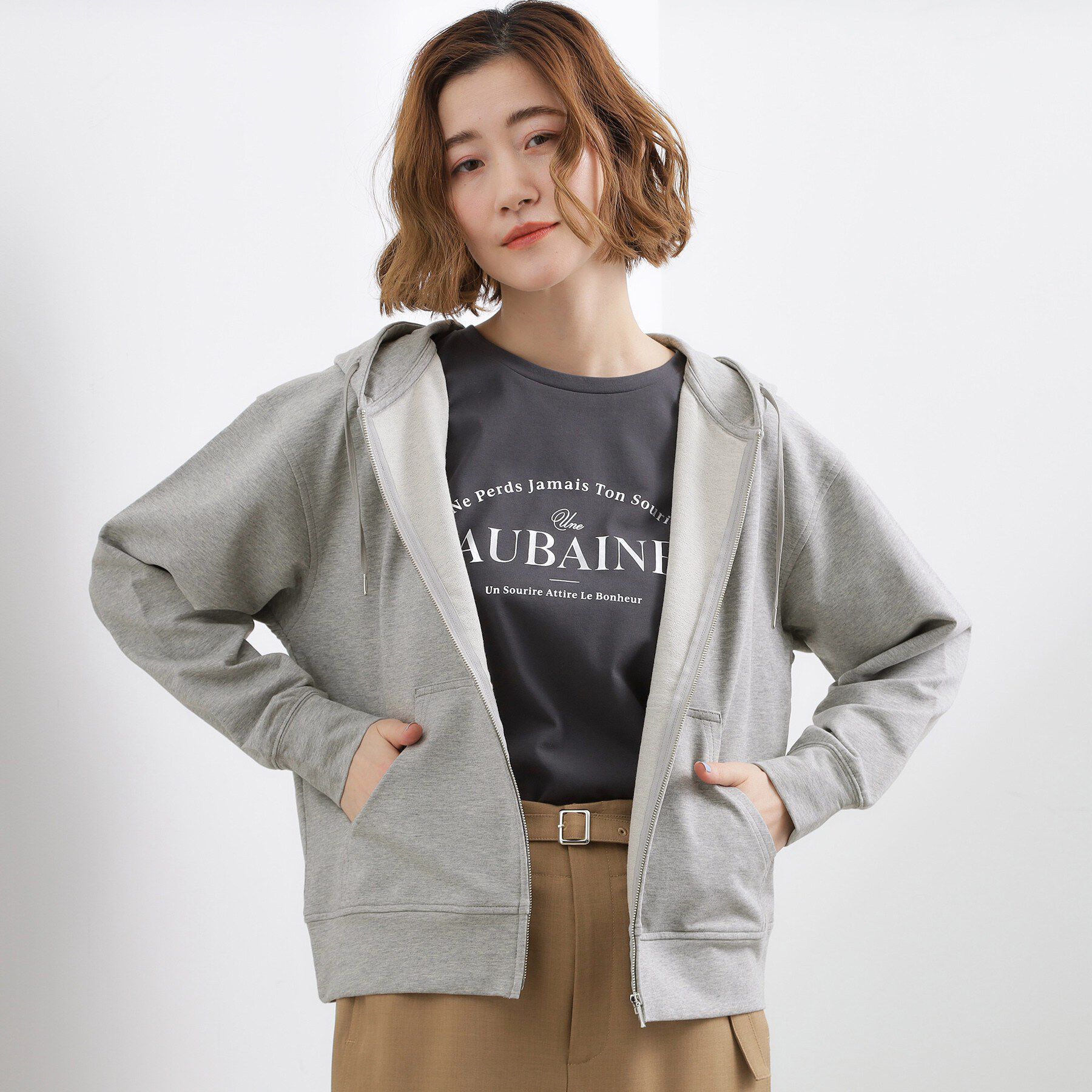 grove「軽やかに羽織れてシーズンレスに活躍！　大人のジップパーカー」|パーカー|杢グレー(012)