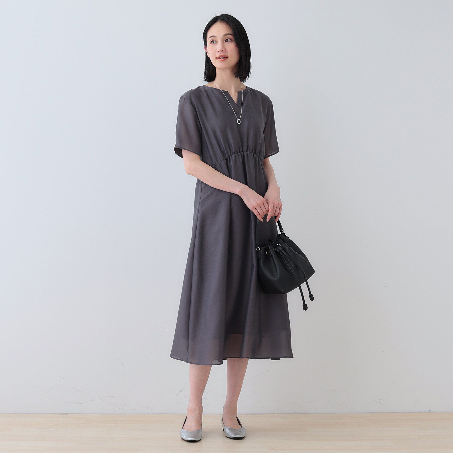 INDIVI「【洗える／エアリー】ハイウエストワンピース」|ワンピース|