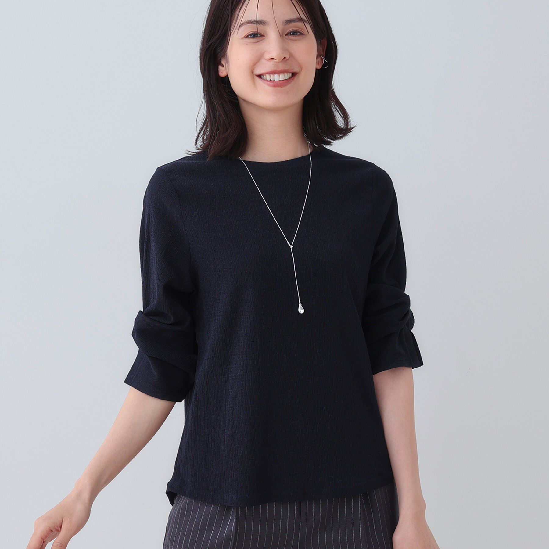 INDIVI「【洗える／吸水速乾／UVケア】ねじりデザイン袖カットソー」|Tシャツ・カットソー|