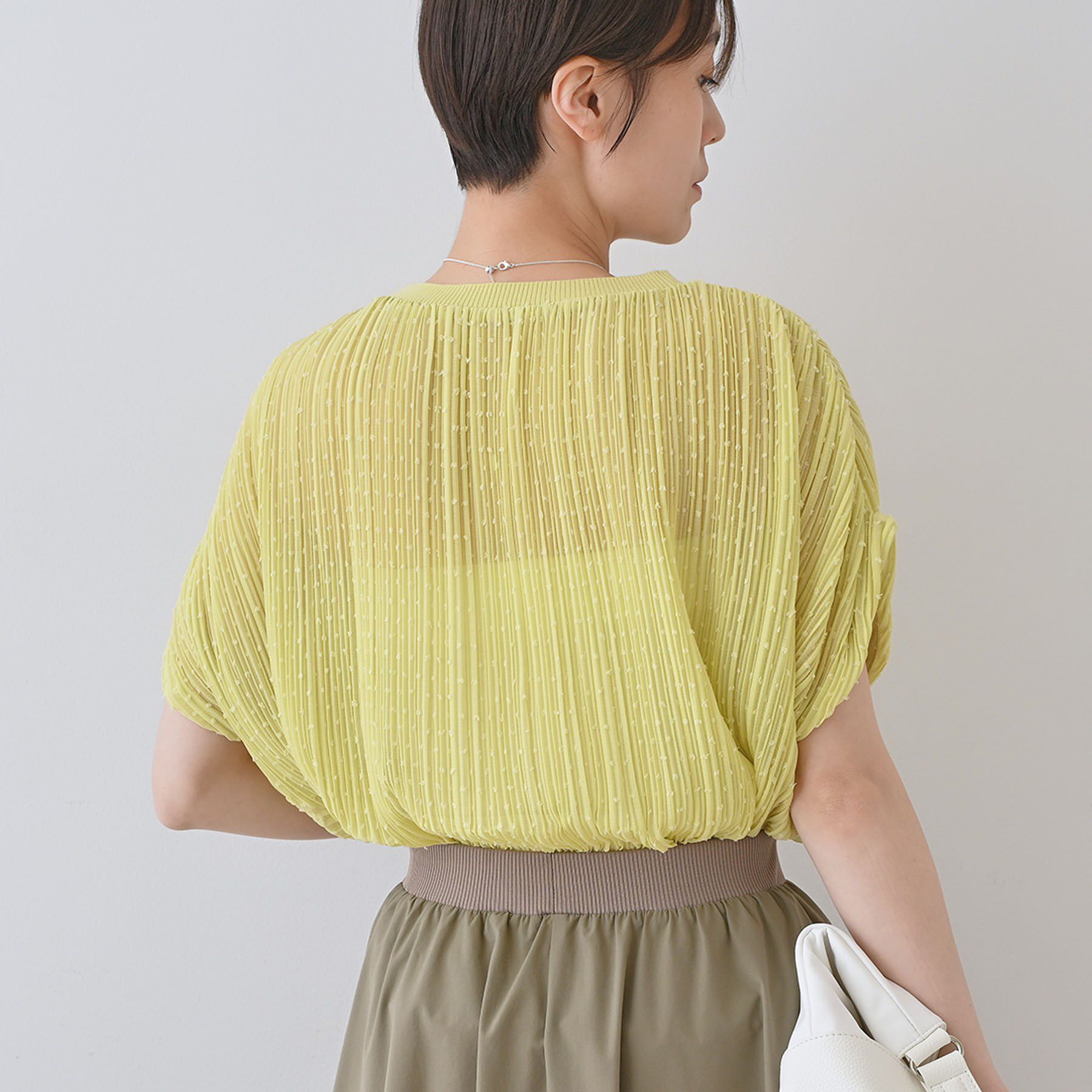 INDIVI「【洗える／ドット柄／凹凸素材】プリーツデザインブラウス」|シャツ・ブラウス|