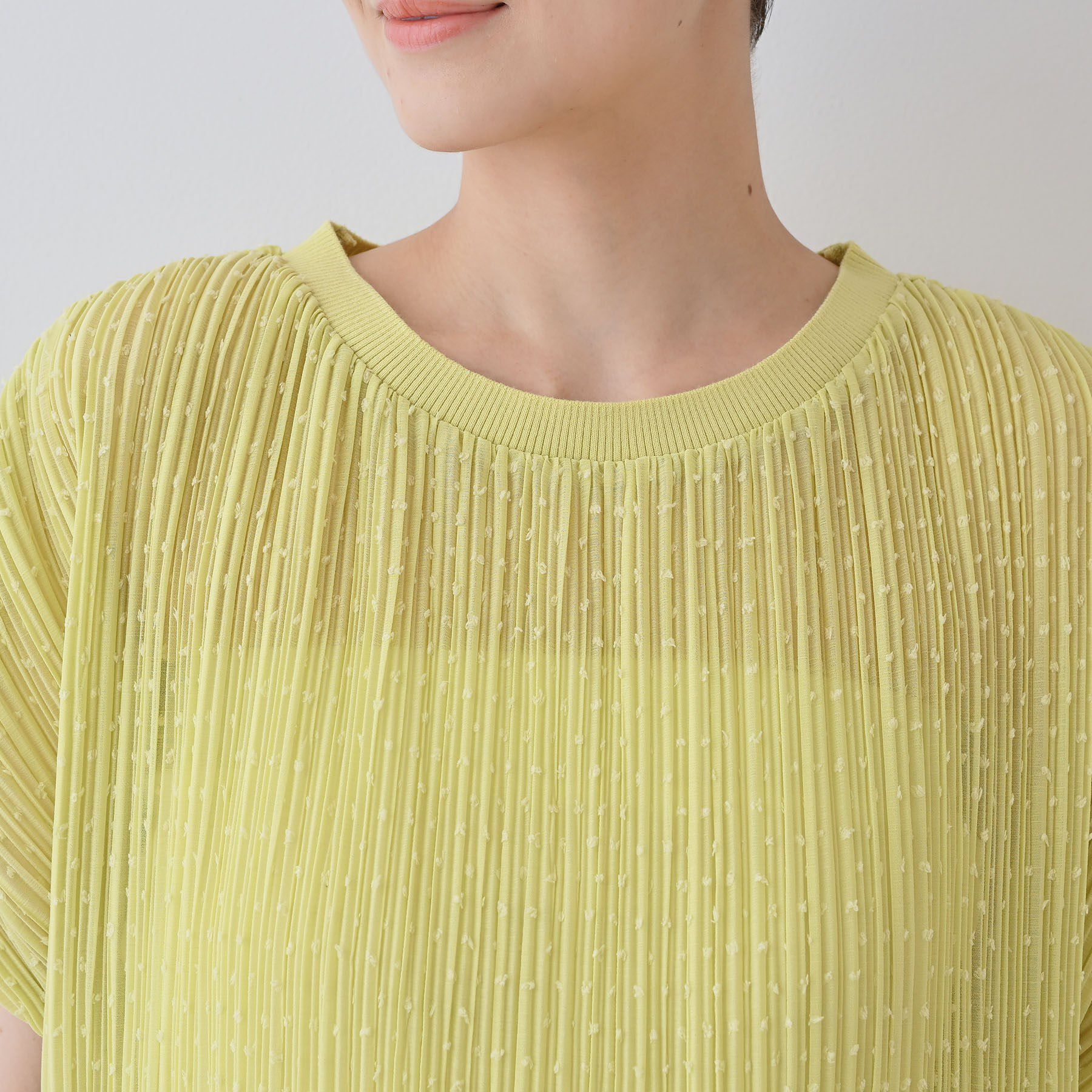 INDIVI「【洗える／ドット柄／凹凸素材】プリーツデザインブラウス」|シャツ・ブラウス|