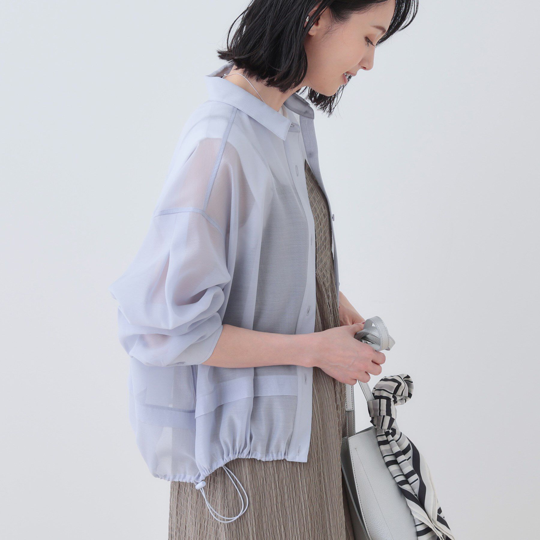 INDIVI「【洗える／ドロスト付】トレンドシアーシャツ」|シャツ・ブラウス|