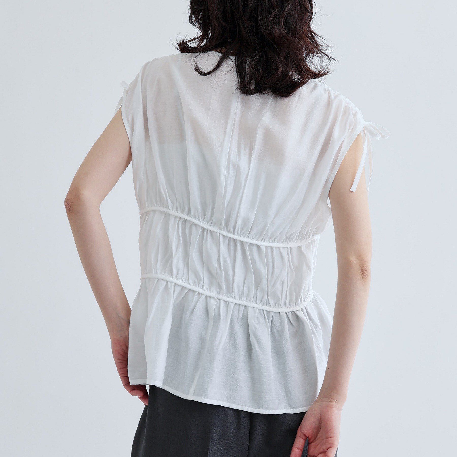 GALLEST「ギャザースリーブレスブラウス」|シャツ・ブラウス|