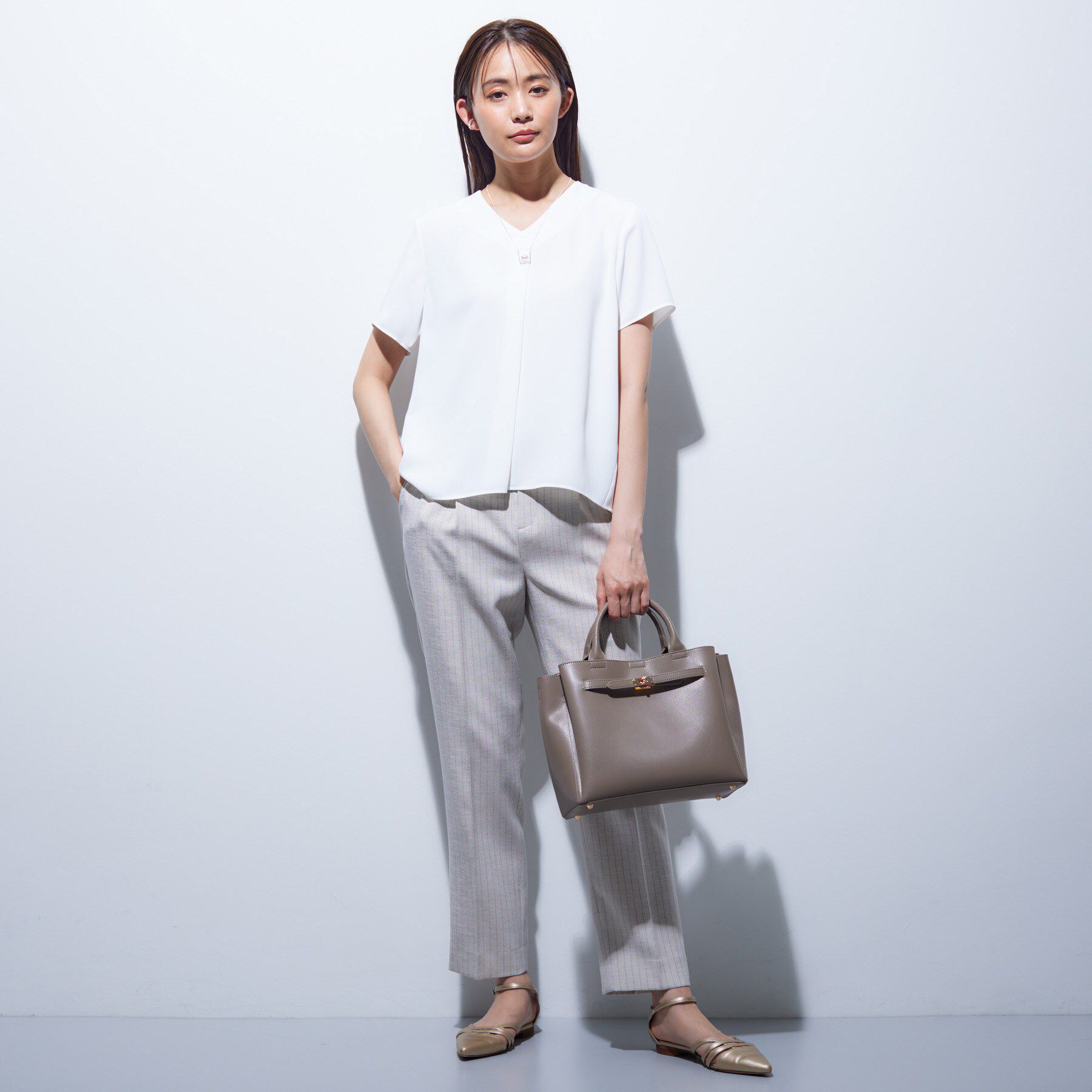 INDIVI「【洗える／通勤】マルチストライプブラウス」|シャツ・ブラウス|