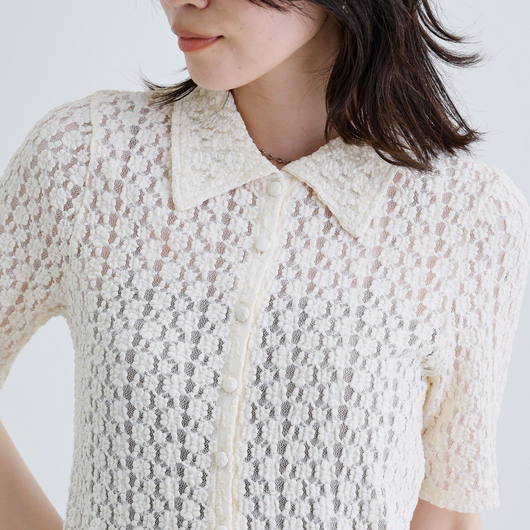 GALLEST「【一部店舗限定】カットレースポロ」|シャツ・ブラウス|