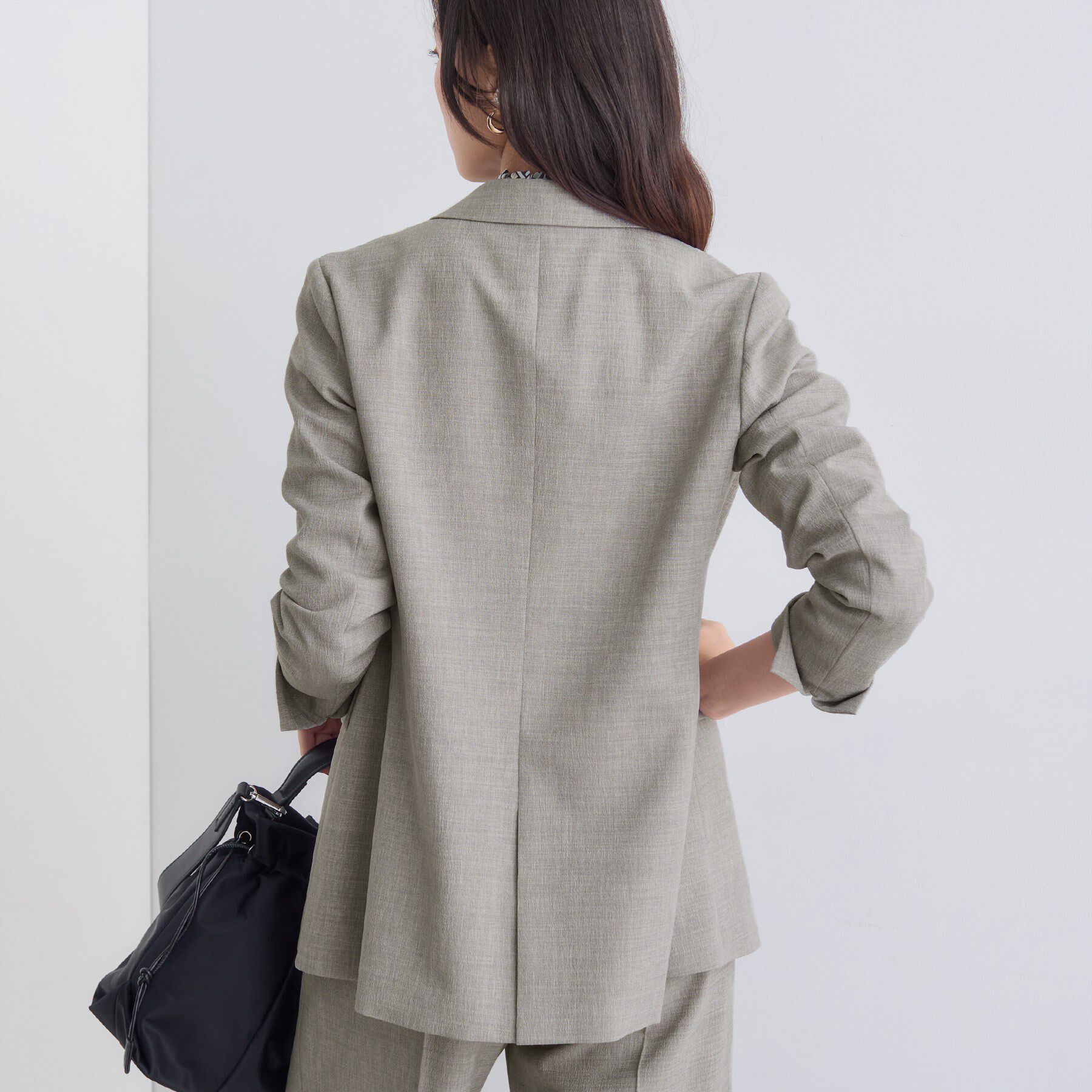 INDIVI「【洗える／セットアップ可能】凹凸ストレッチ素材ダブルジャケット」|テーラードジャケット|