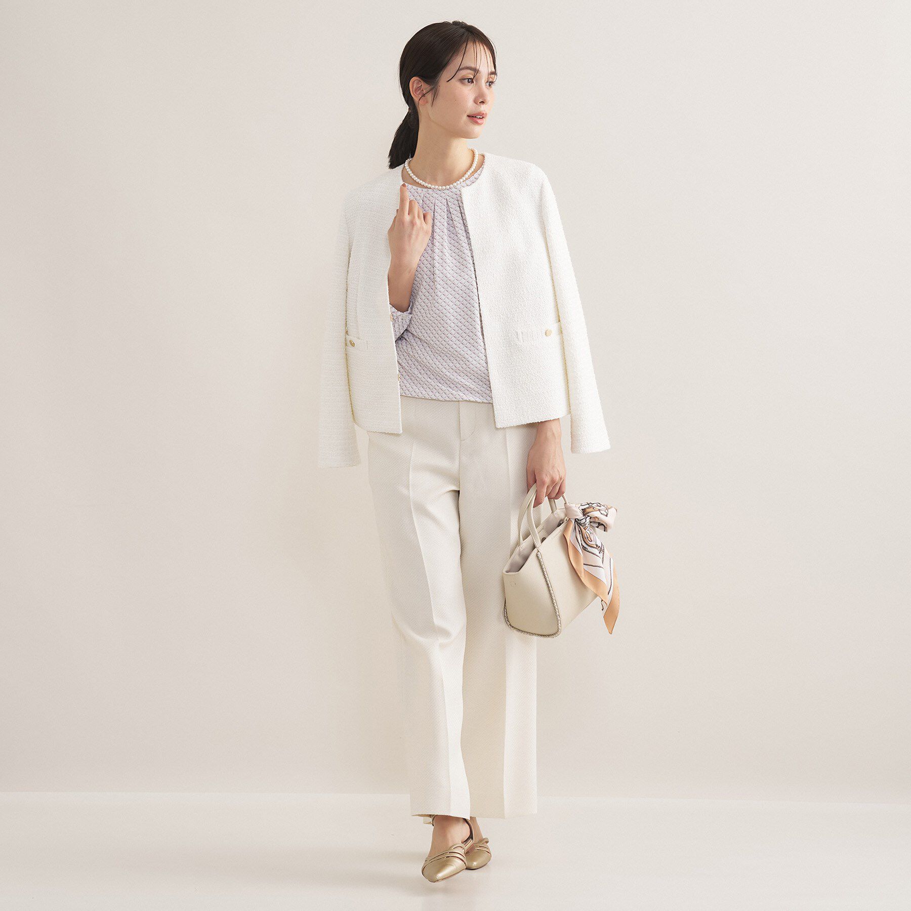 INDIVI「【セレモニー／洗える／透けにくい】ダイヤ柄プリントブラウス」|シャツ・ブラウス|