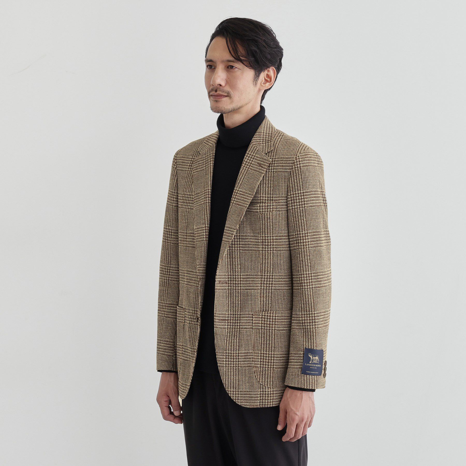 TAKEO KIKUCHI「グレンチェックプリント ジャージ ジャケット」|テーラードジャケット|ピンクベージュ(25