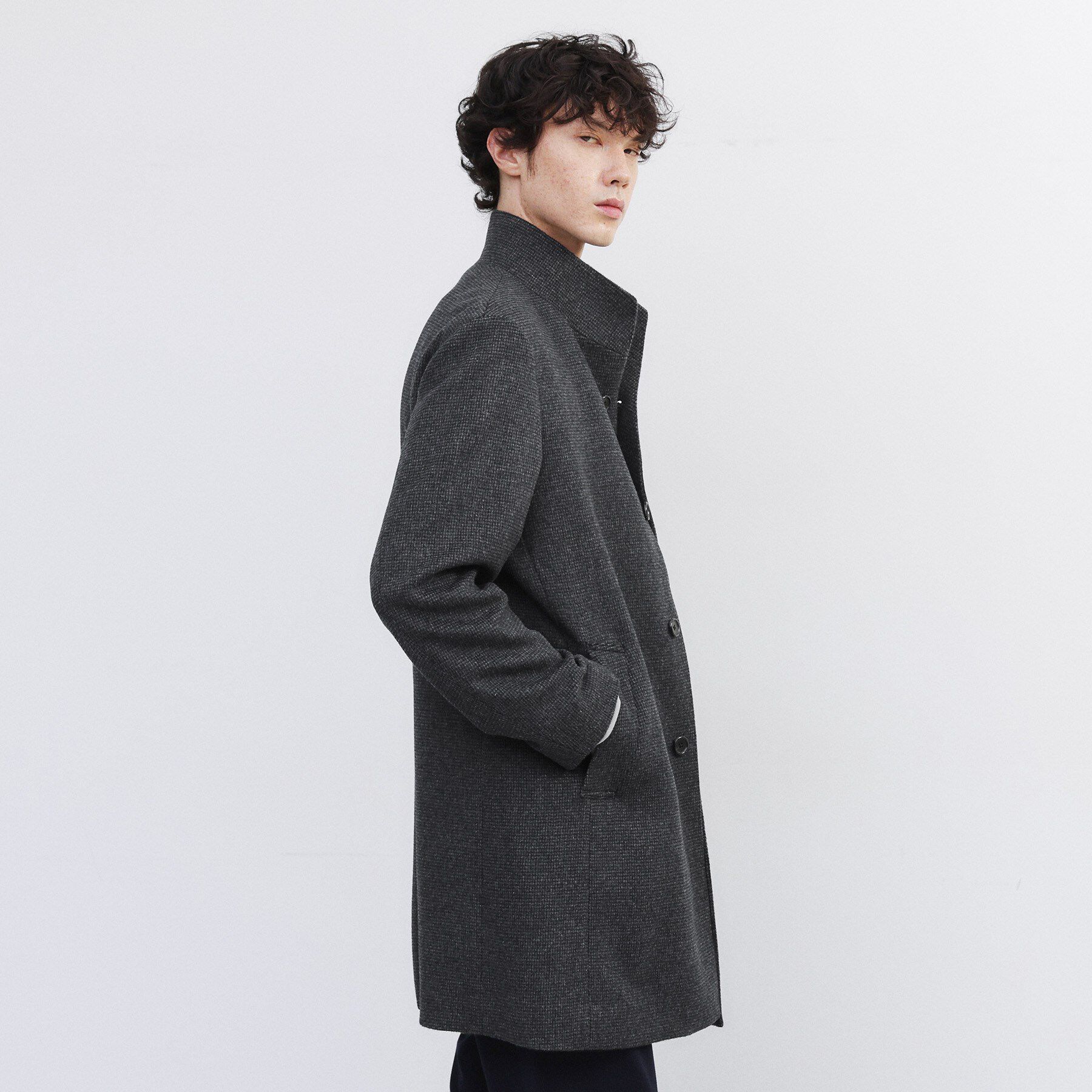 TAKEO KIKUCHI「カシミヤブレンド ビーバー調ピンヘッドスタンドカラーコート」|その他|