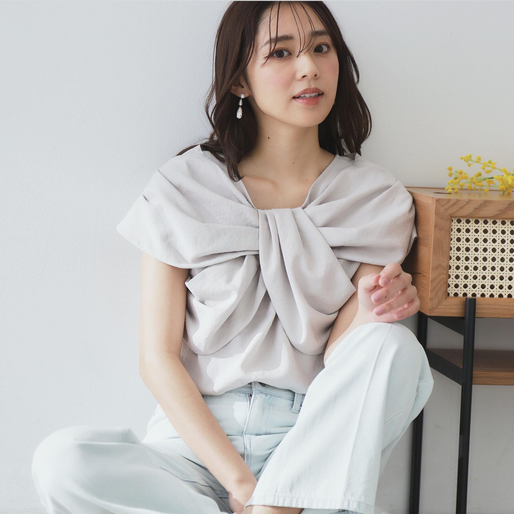 index「ビッグリボンショールブラウス【洗濯機洗い可/吸水速乾/防シワ/抗ピル/イージーアイロン】」|シャツ・ブラウス|