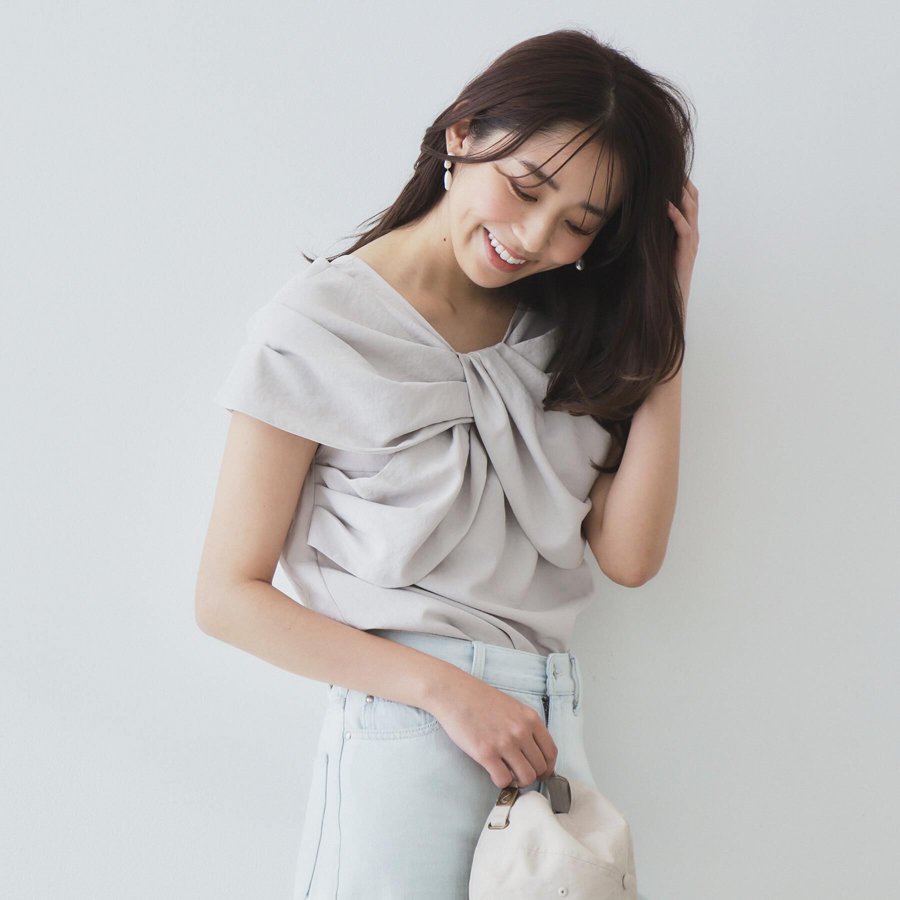 index「ビッグリボンショールブラウス【洗濯機洗い可/吸水速乾/防シワ/抗ピル/イージーアイロン】」|シャツ・ブラウス|