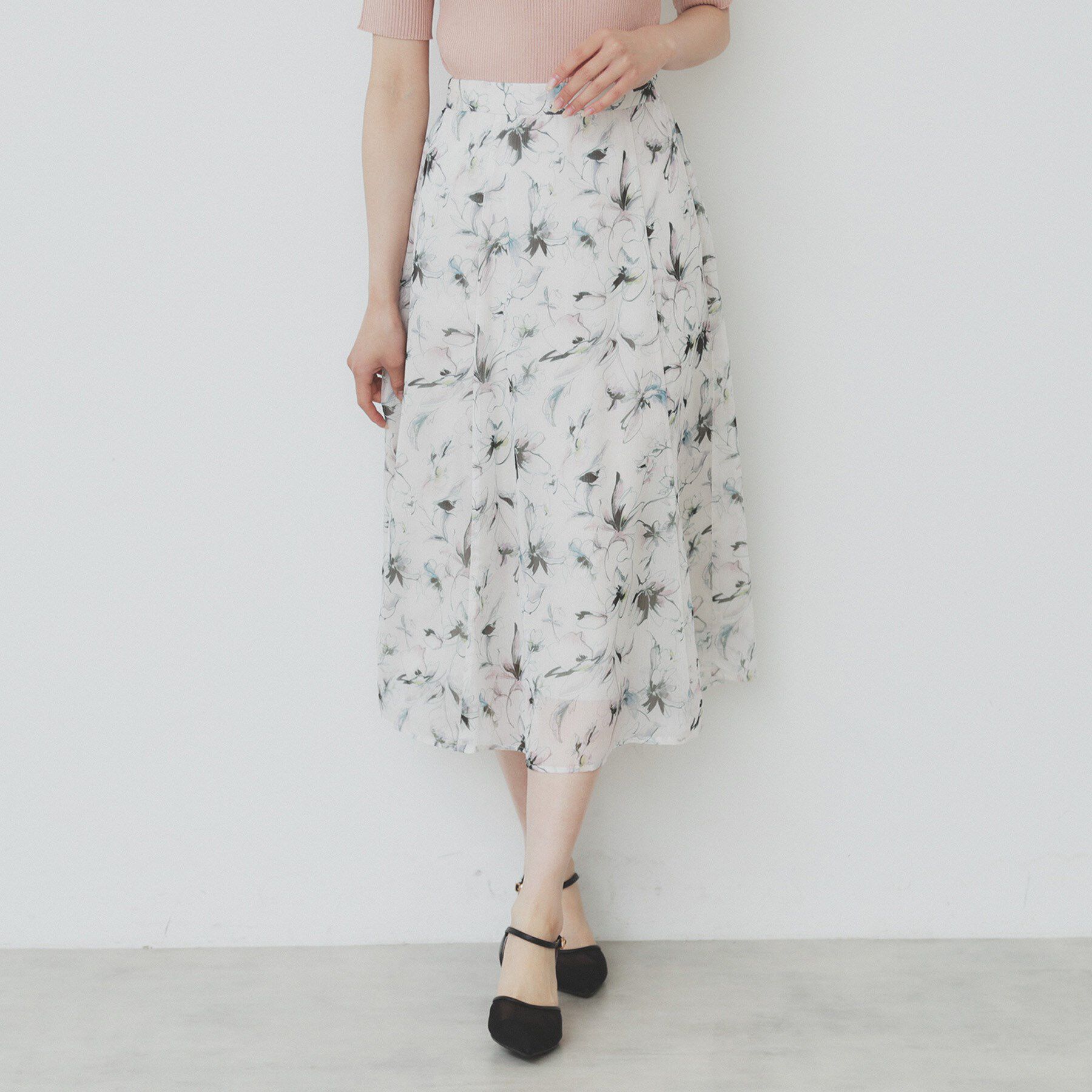 index「シアーフラワーフレアスカート【洗濯機洗い可】」|スカート|アイボリー(104)