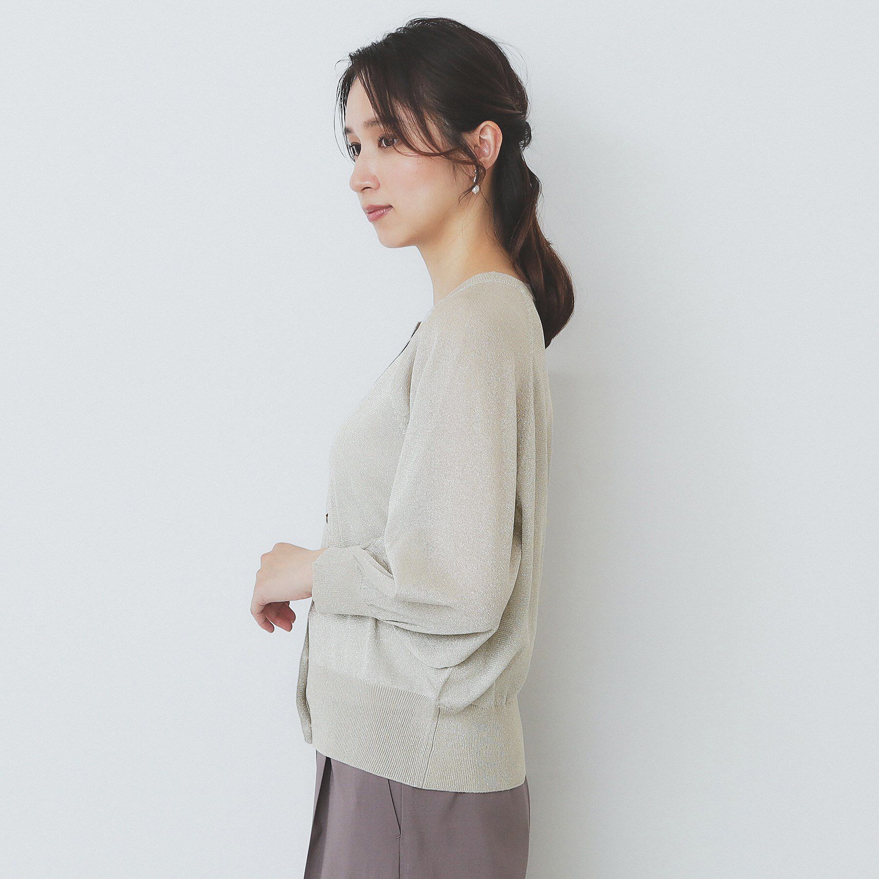 index「シアーラメドルマンショートカーディガン【洗濯機洗い可】」|カーディガン|