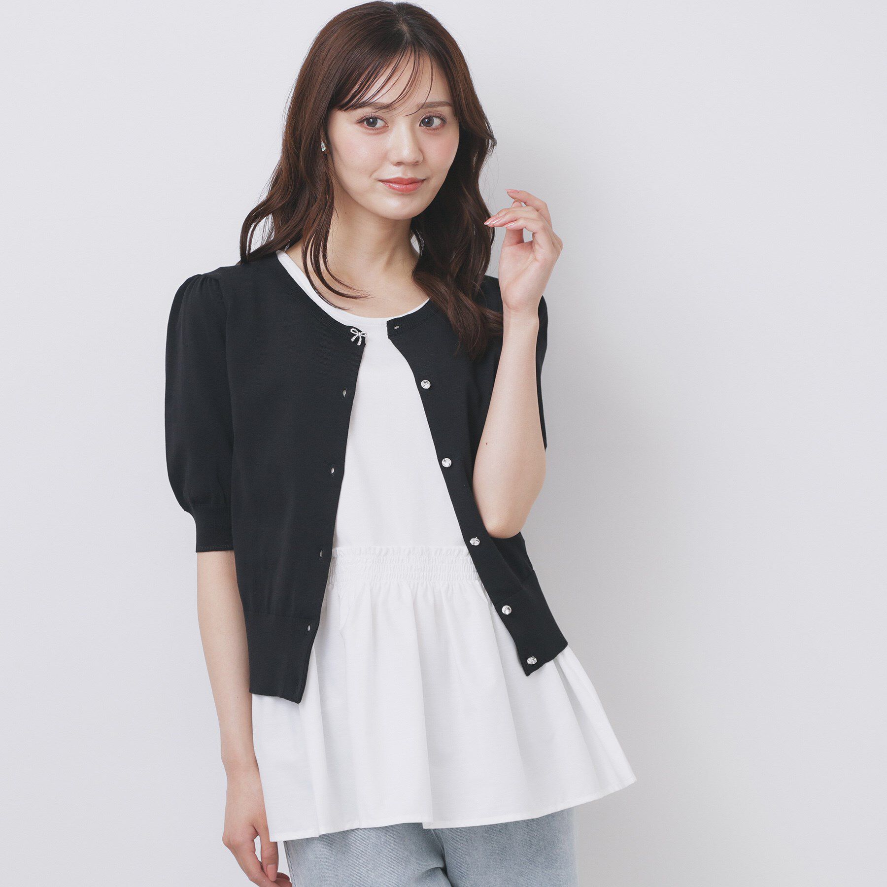 index「ノースリペプラムドッキングトップス【洗濯機洗い可/接触冷感】」|Tシャツ・カットソー|オフホワイト(003