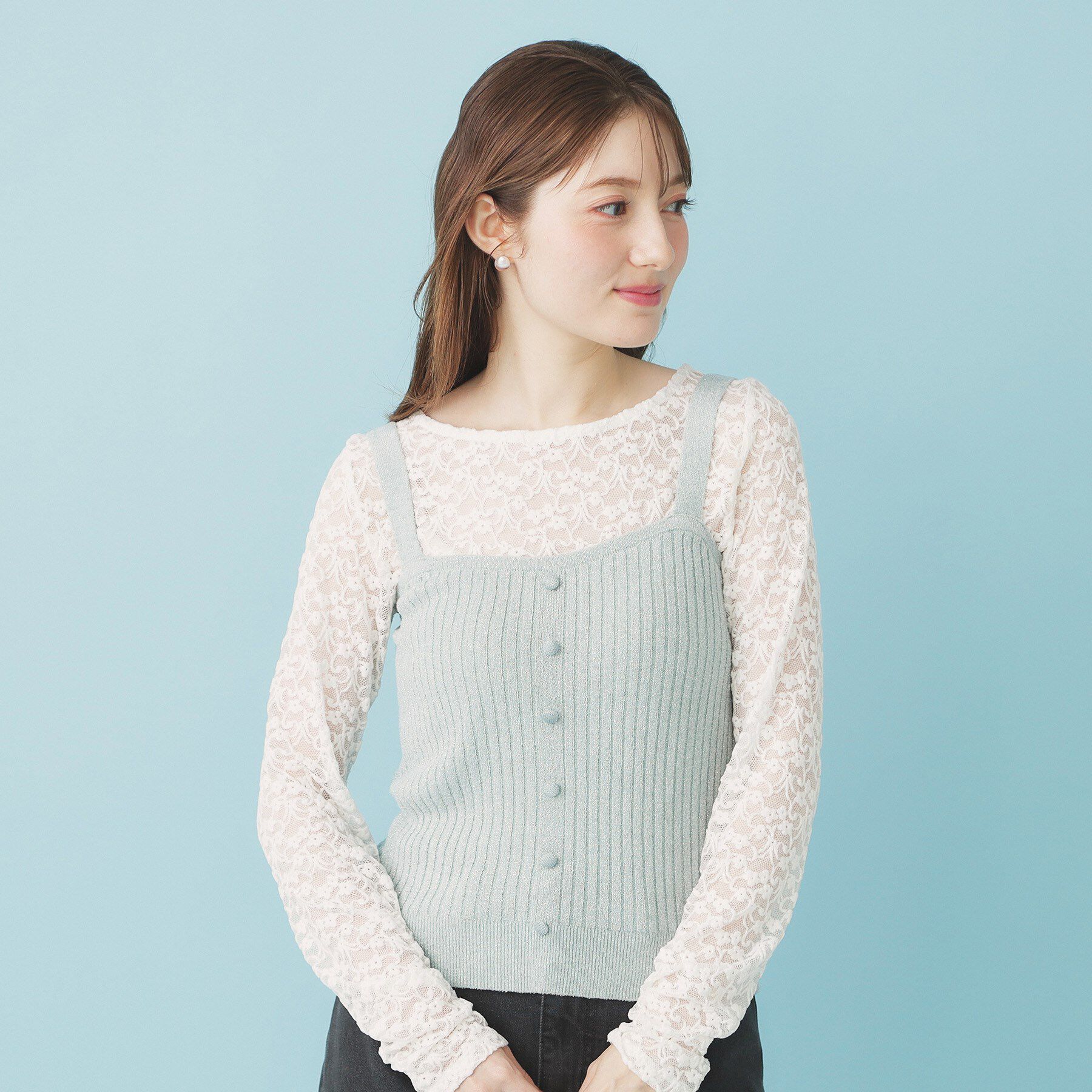 index「ミニモールラメビスチェキャミ/アンサンブル対応【洗濯機OK】」|ニット・セーター|