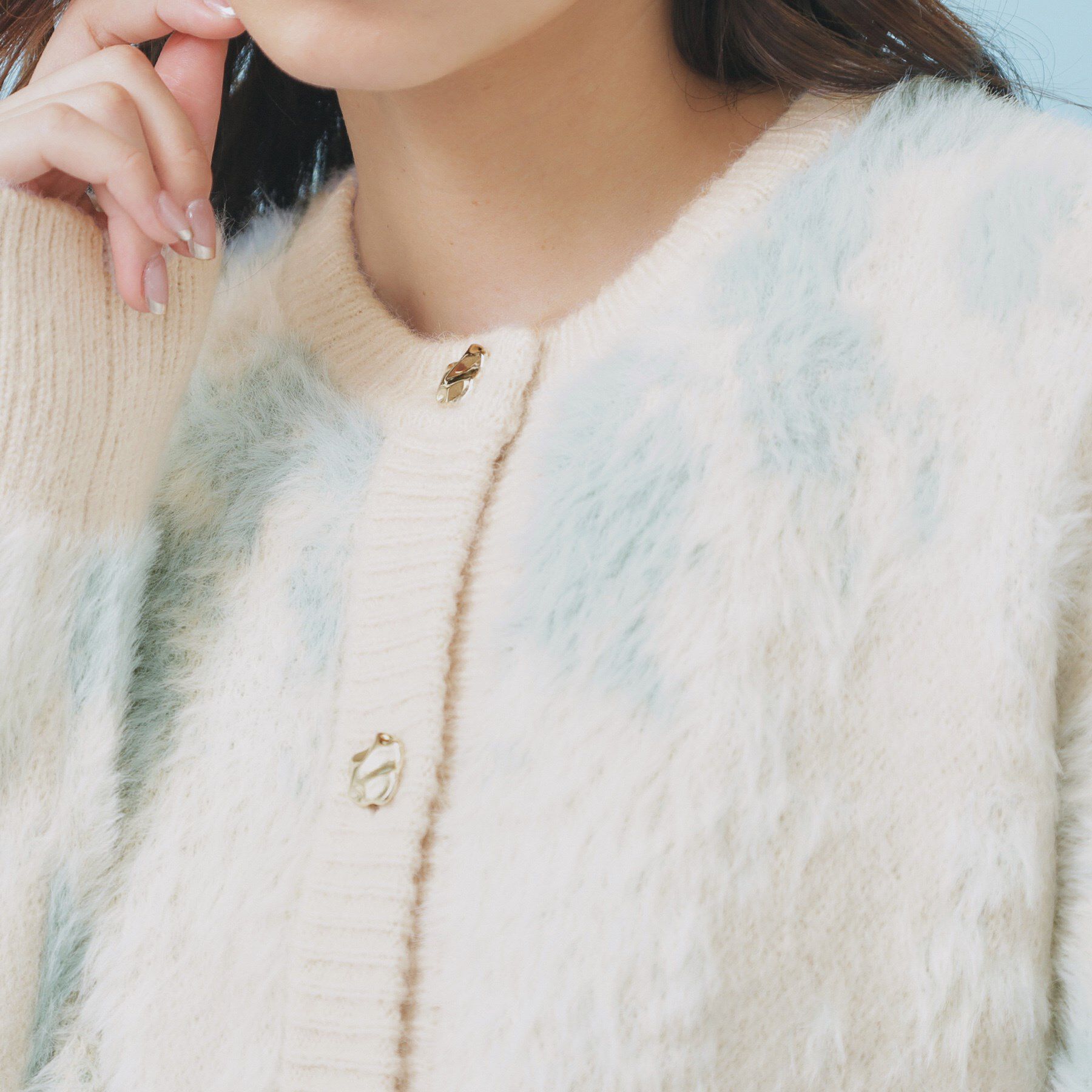 index「フェザー幾何ジャカードクルーミドルカーディガン【洗濯機OK】」|カーディガン|