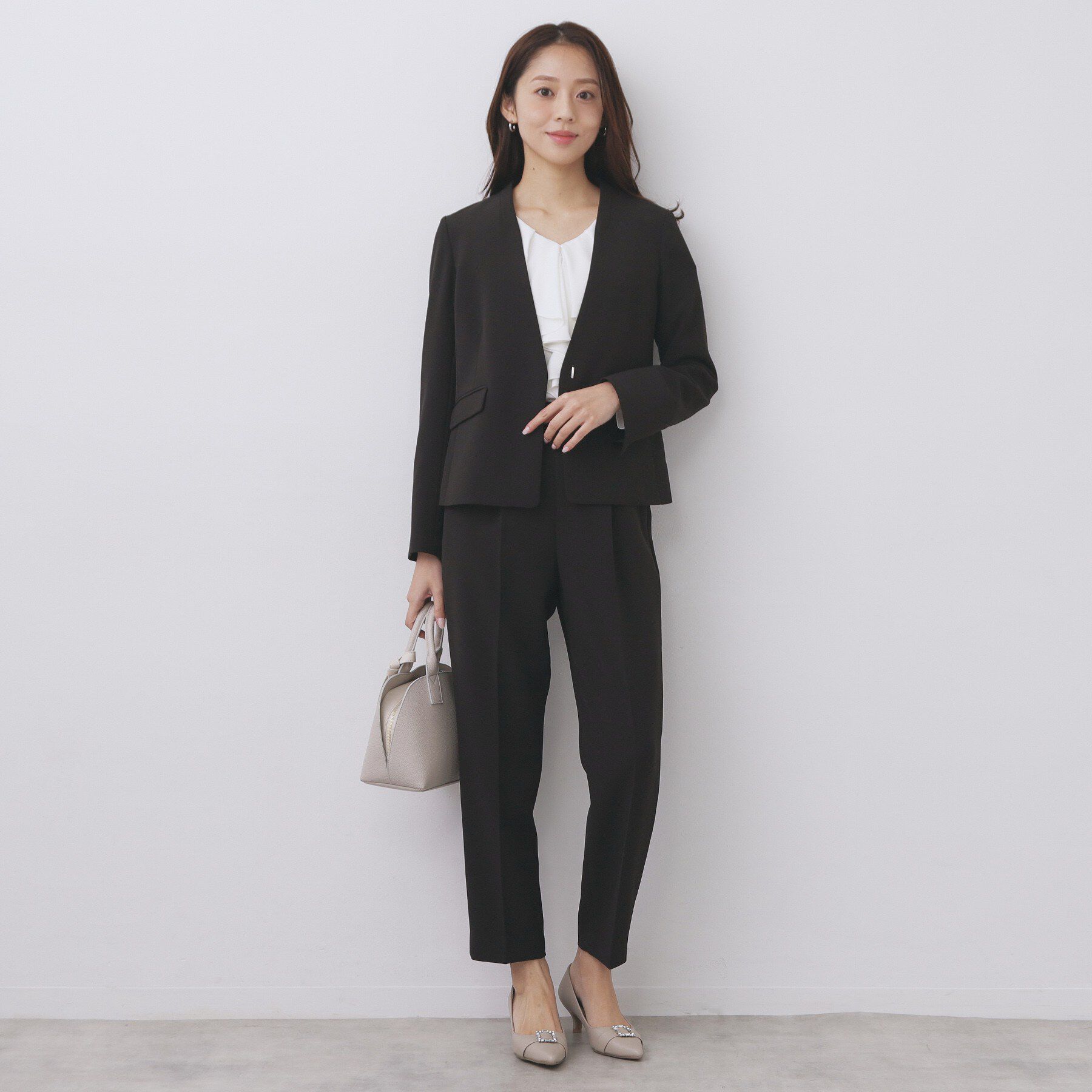 index「ストレッチノーカラージャケット/セットアップ対応【洗濯機OK/防シワ/イージーアイロン】」|ノーカラージャケット|