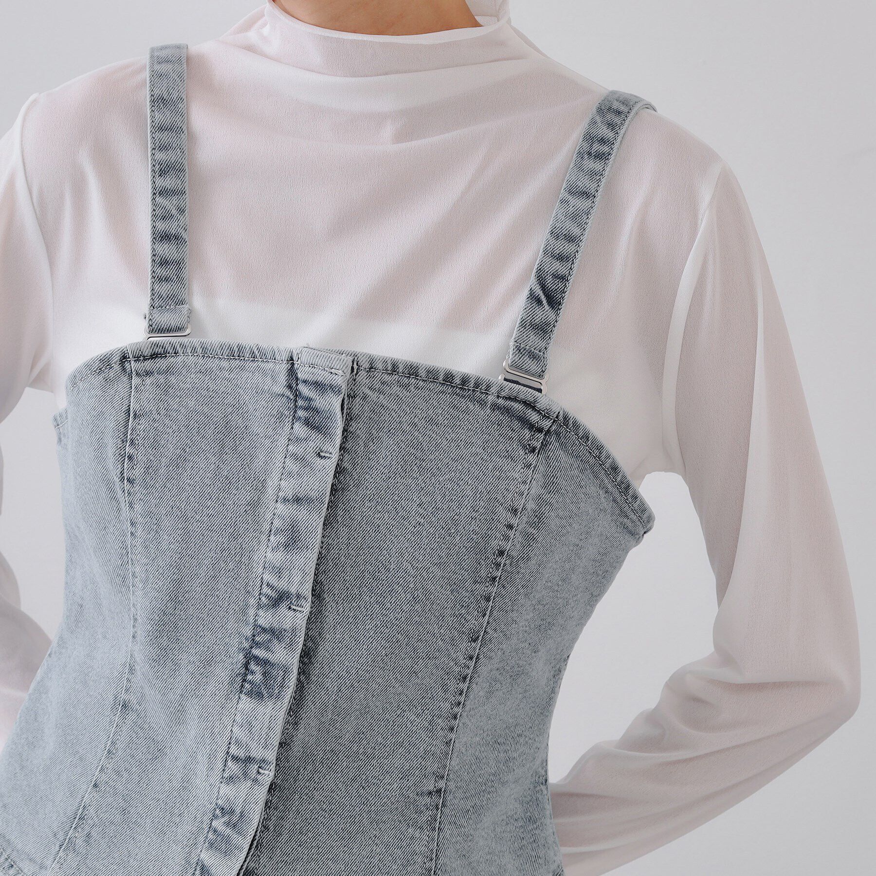 OPAQUE.CLIP「ストレッチデニムビスチェ/セットアップ対応【洗濯機洗い可】」|ベスト・ジレ|