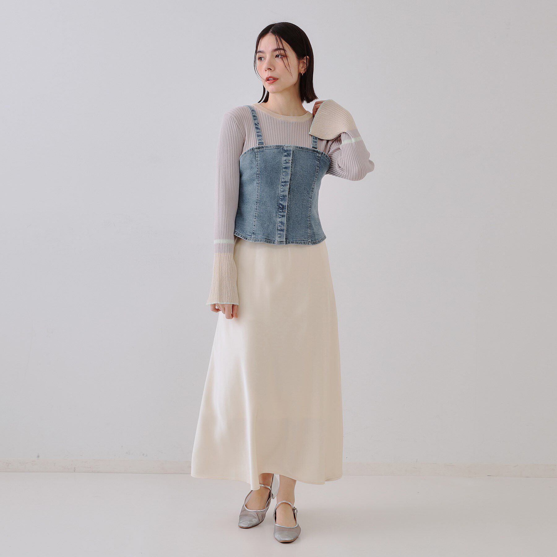 OPAQUE.CLIP「ストレッチデニムビスチェ/セットアップ対応【洗濯機洗い可】」|ベスト・ジレ|