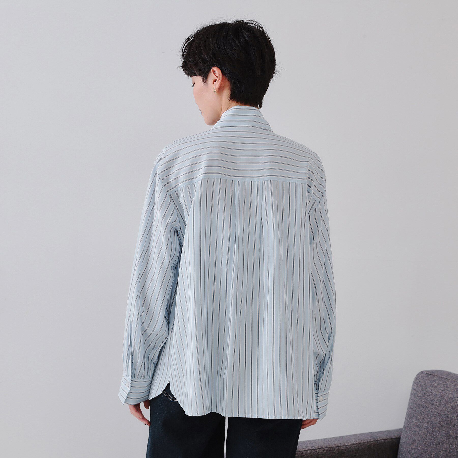 OPAQUE.CLIP「ストライプボウタイシャツ【洗濯機洗い可】」|シャツ・ブラウス|