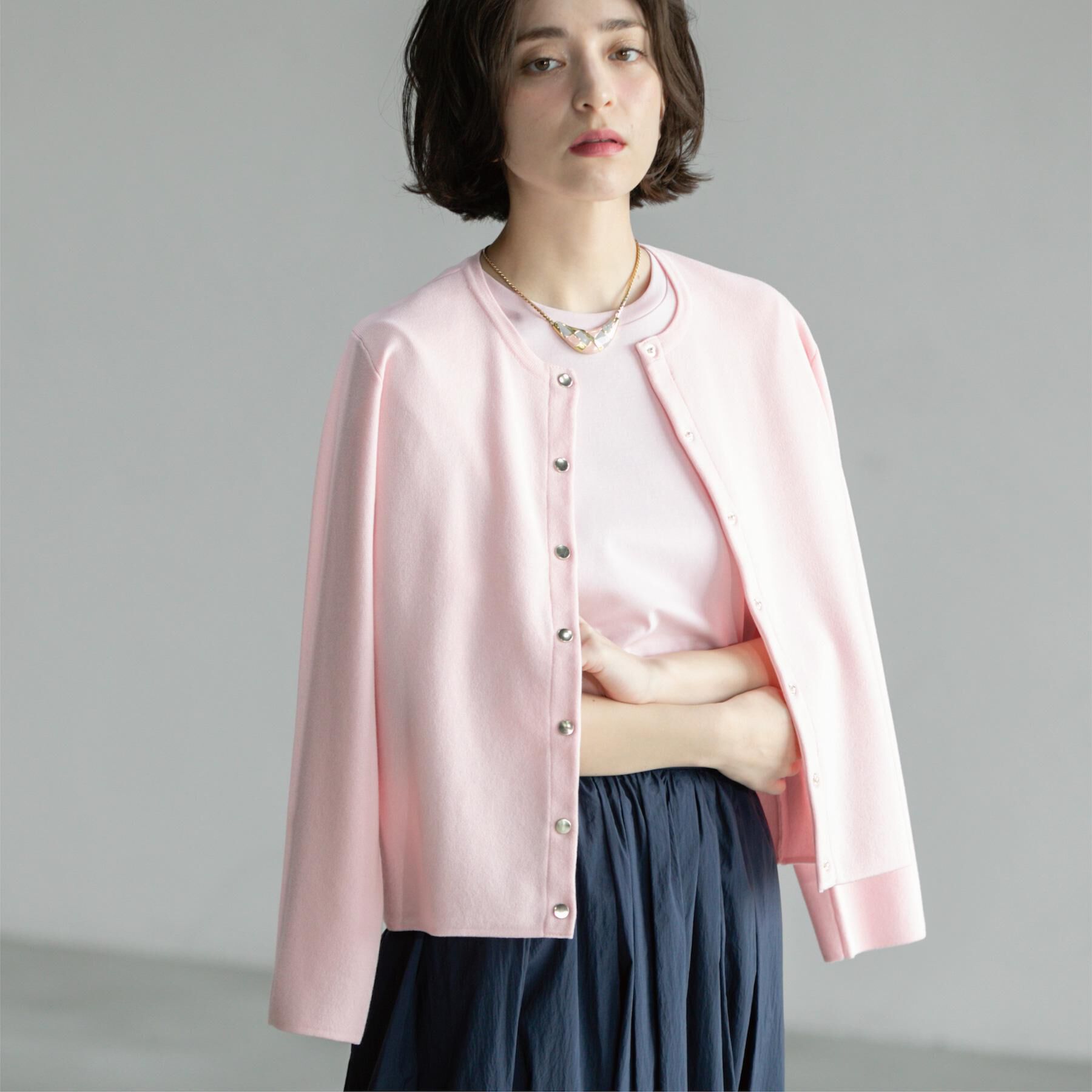 OPAQUE.CLIP「スナップボタンショートニットカーディガン【洗濯機洗い可】」|カーディガン|