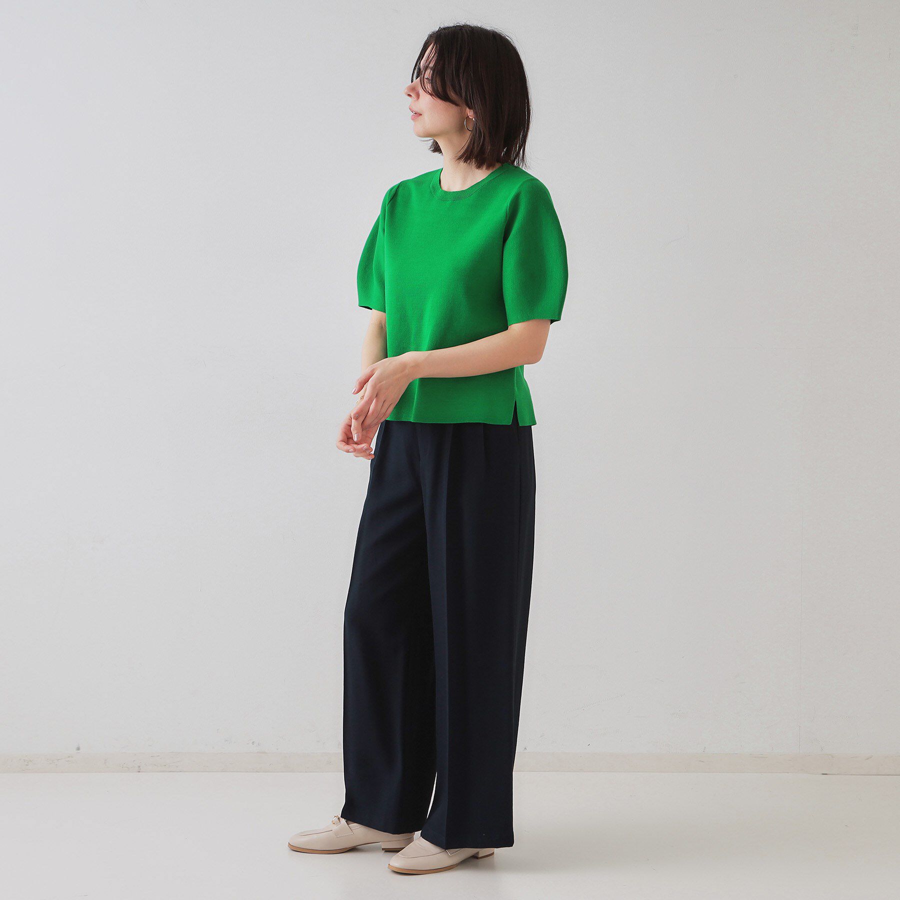 OPAQUE.CLIP「カーブスリーブニット【UV/洗濯機洗い可】」|ニット・セーター|