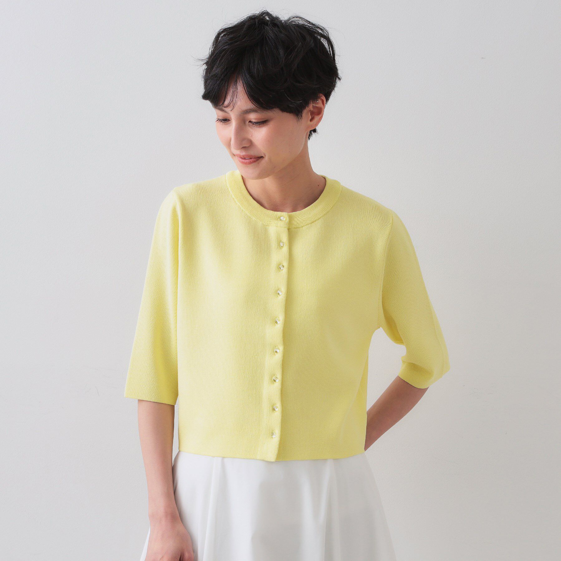 OPAQUE.CLIP「ショートニットカーディガン【洗濯機洗い可】」|カーディガン|