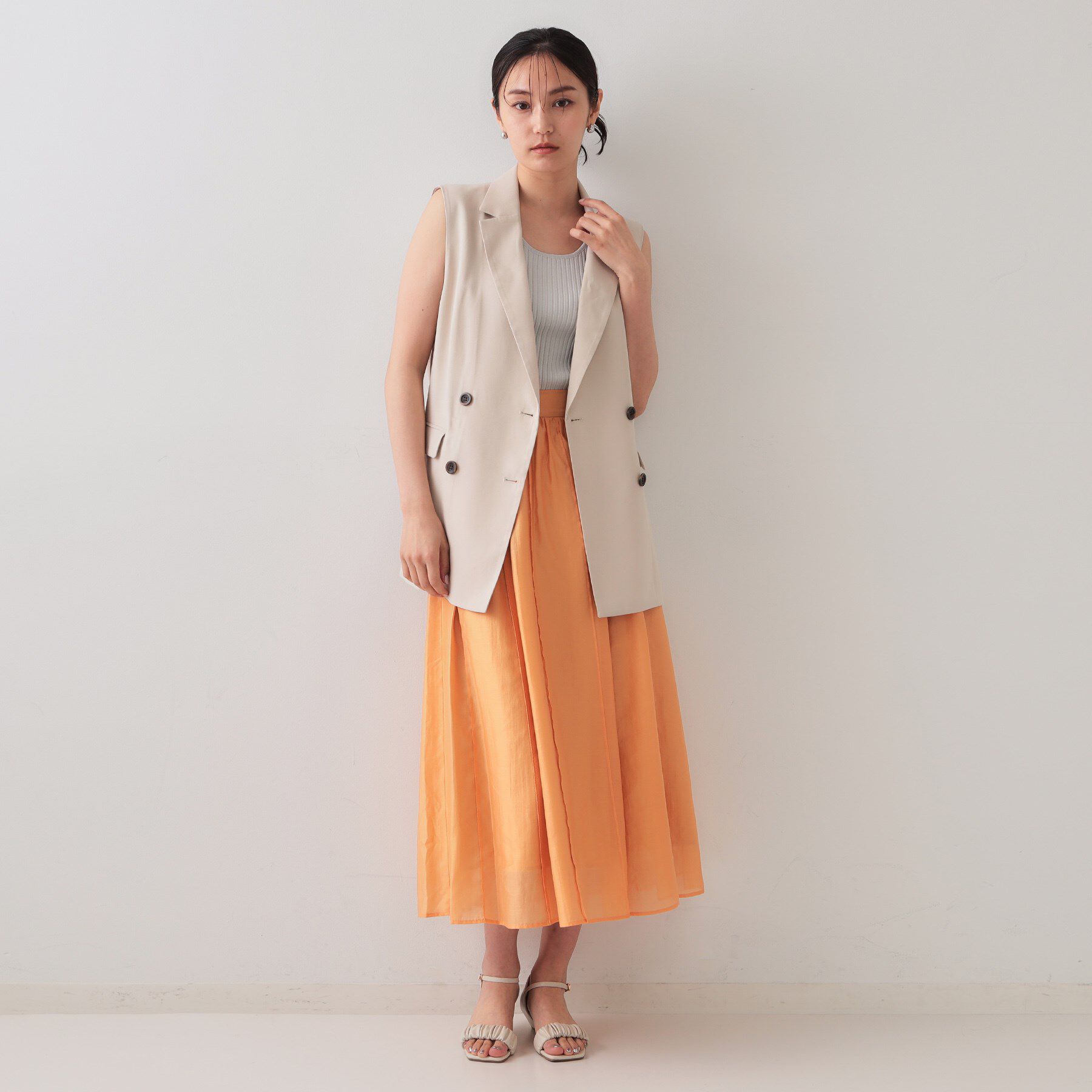 OPAQUE.CLIP「シアーピンタックフレアスカート【洗濯機洗い可】」|スカート|