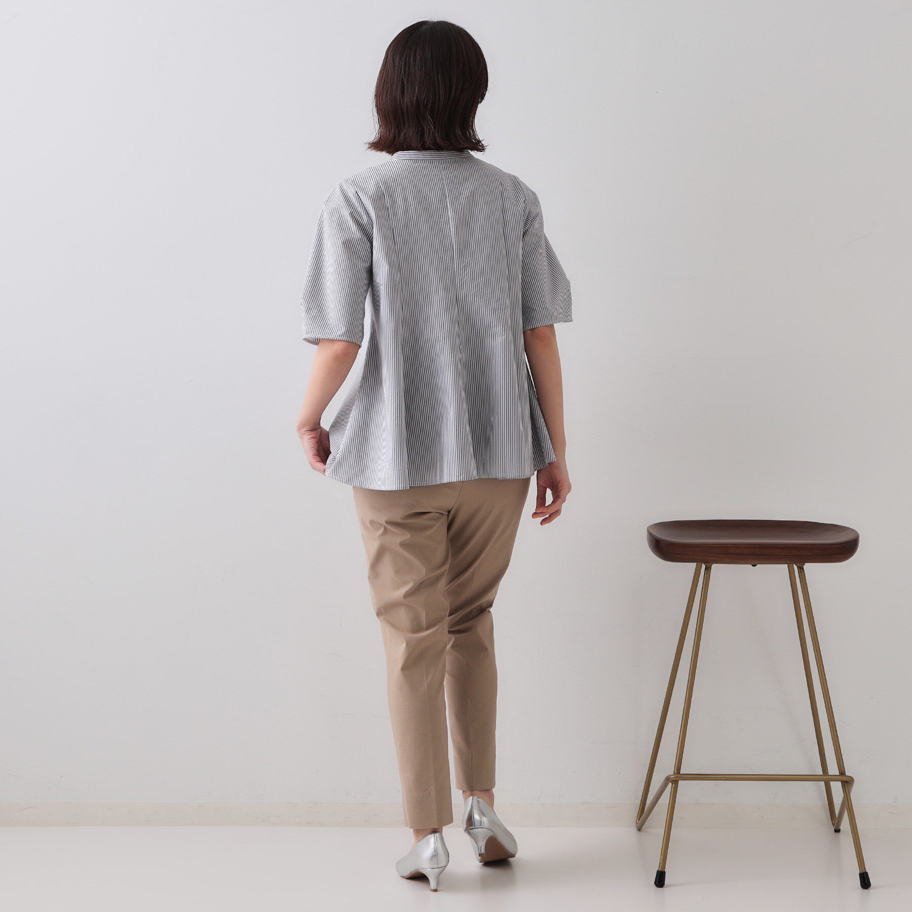 OPAQUE.CLIP「サッカーストライプペプラムブラウス【吸水速乾/イージーアイロン/洗濯機洗い可】」|シャツ・ブラウス|