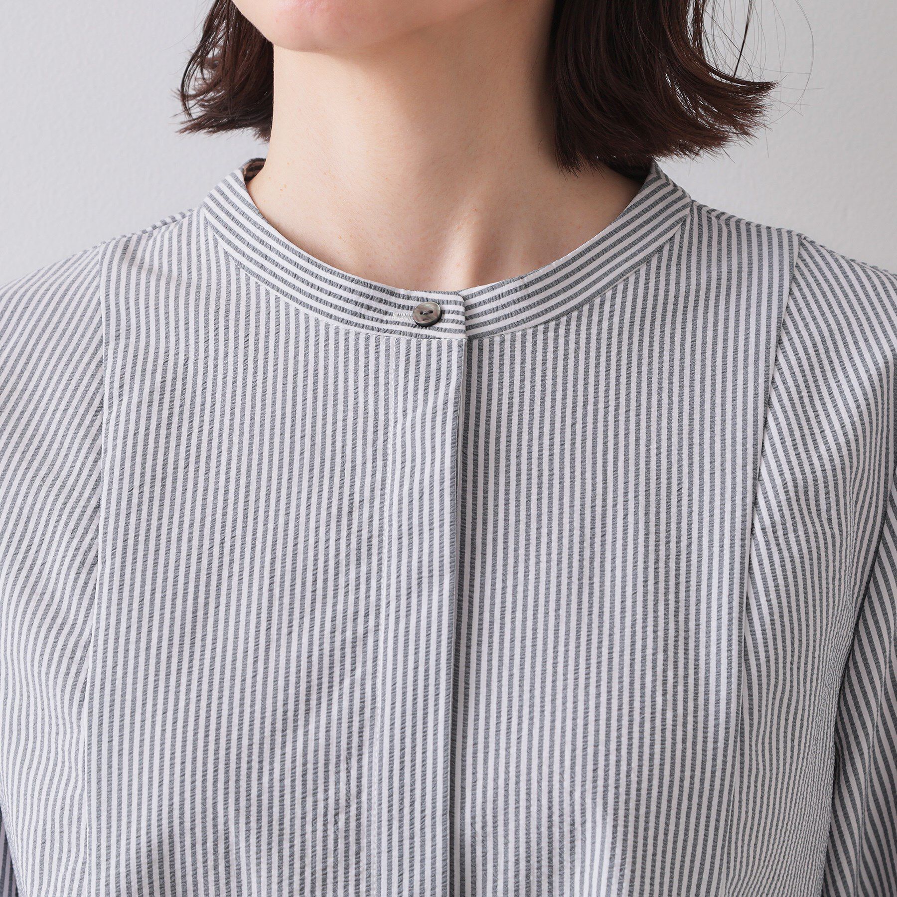 OPAQUE.CLIP「サッカーストライプペプラムブラウス【吸水速乾/イージーアイロン/洗濯機洗い可】」|シャツ・ブラウス|