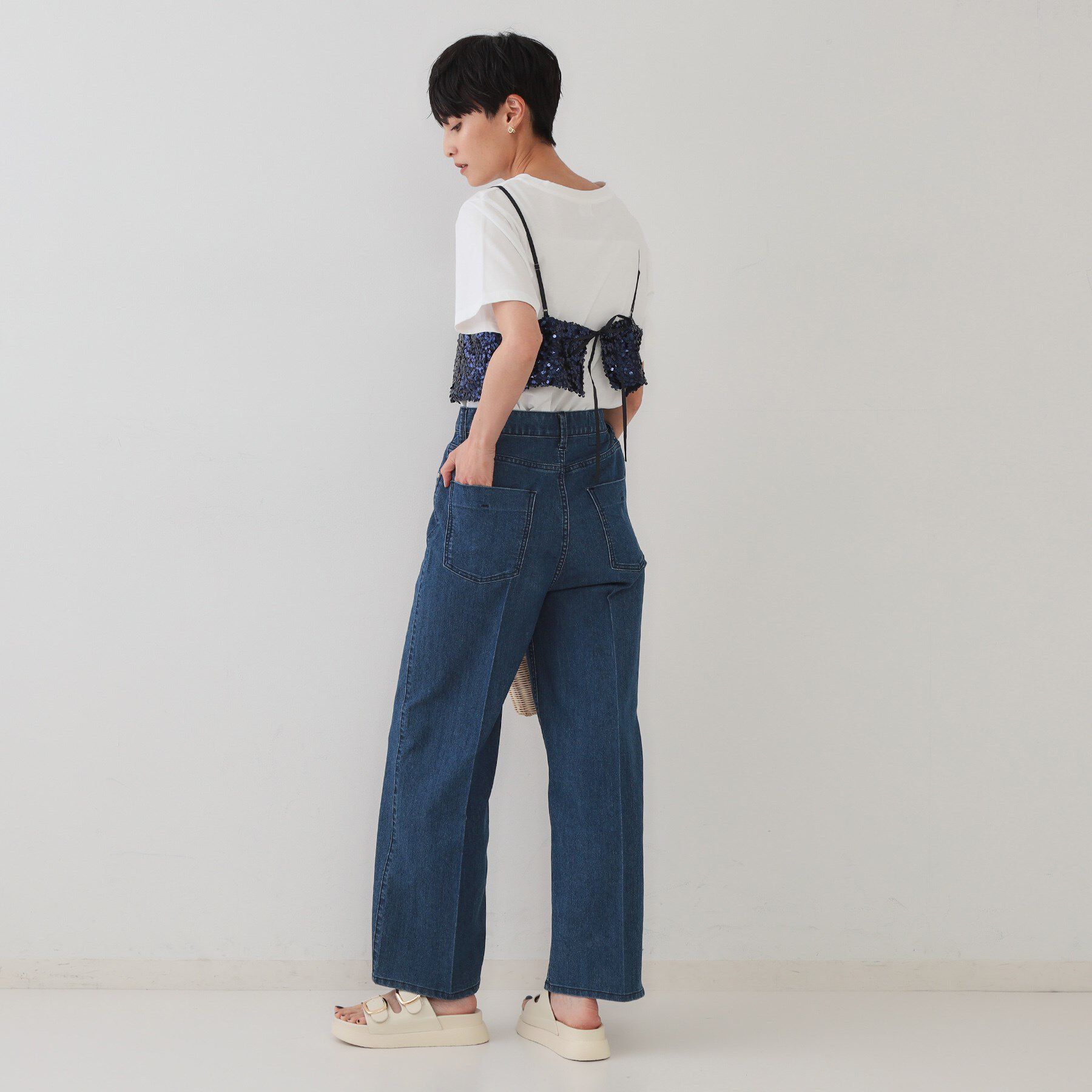 OPAQUE.CLIP「《ツインセット》スパンコールキャミ&times;Tシャツ【洗濯機洗い可】」|その他|