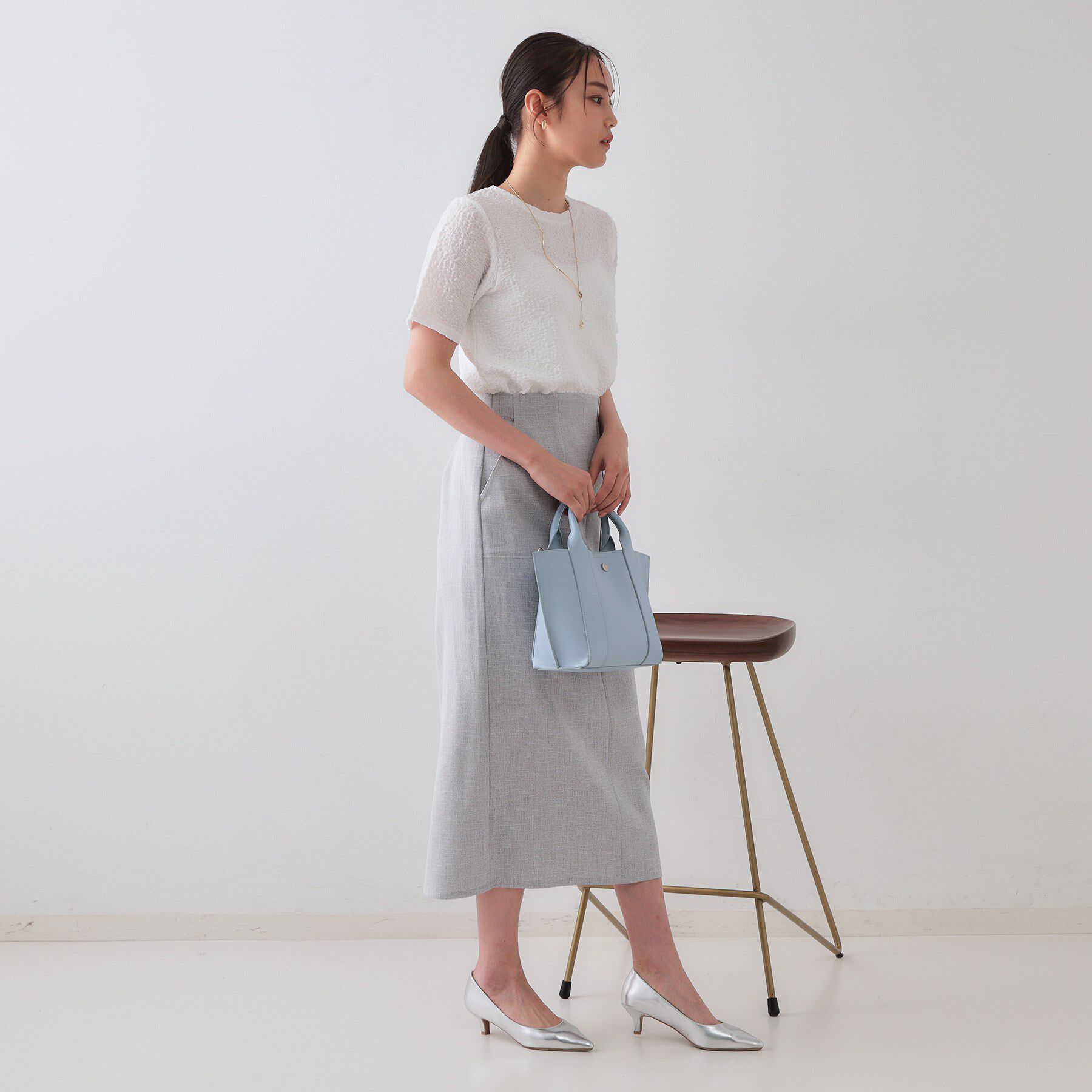 OPAQUE.CLIP「ふくれジャカードショートカットソー【洗濯機洗い可】」|Tシャツ・カットソー|