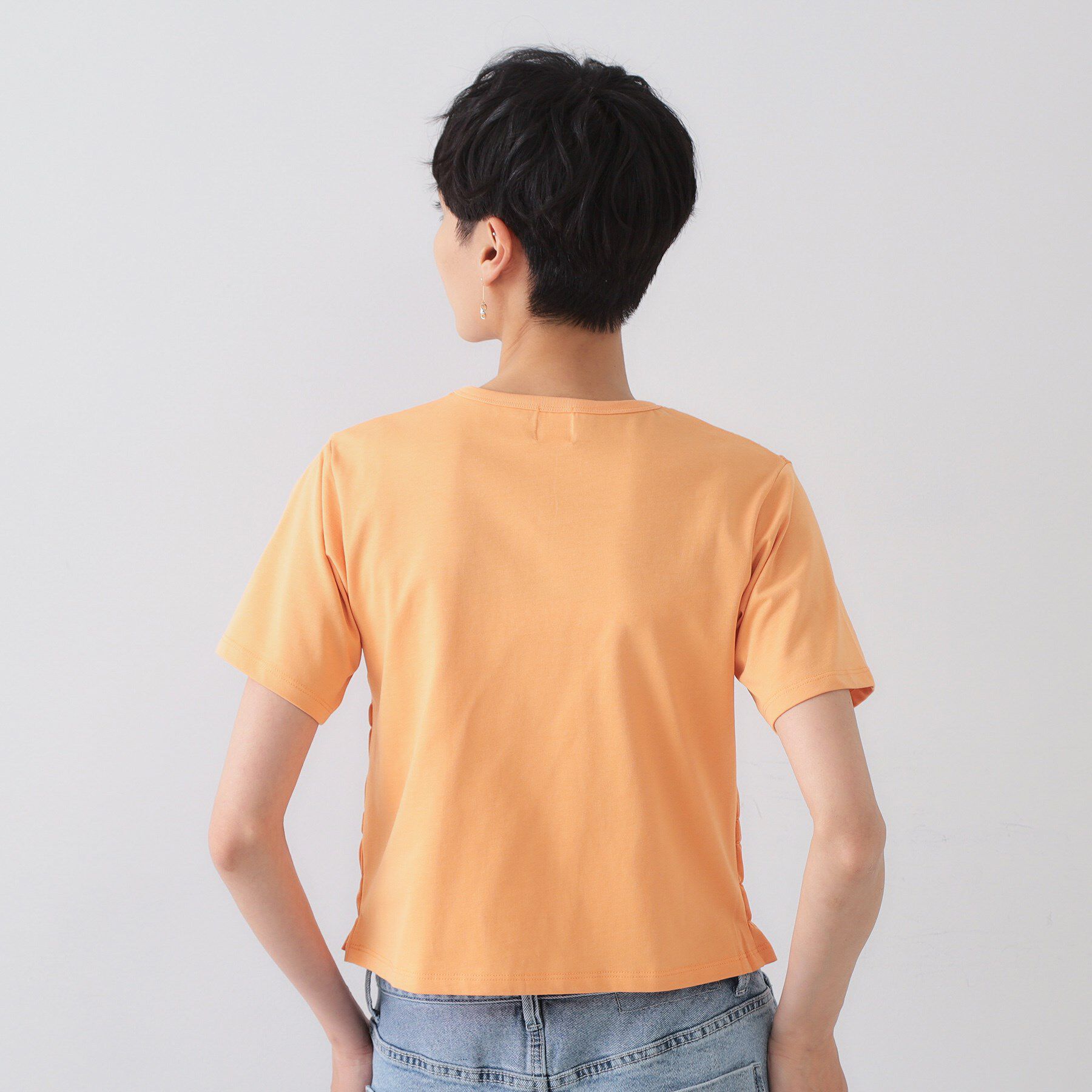 OPAQUE.CLIP「シャーリングショートTシャツ【洗濯機洗い可】」|Tシャツ・カットソー|