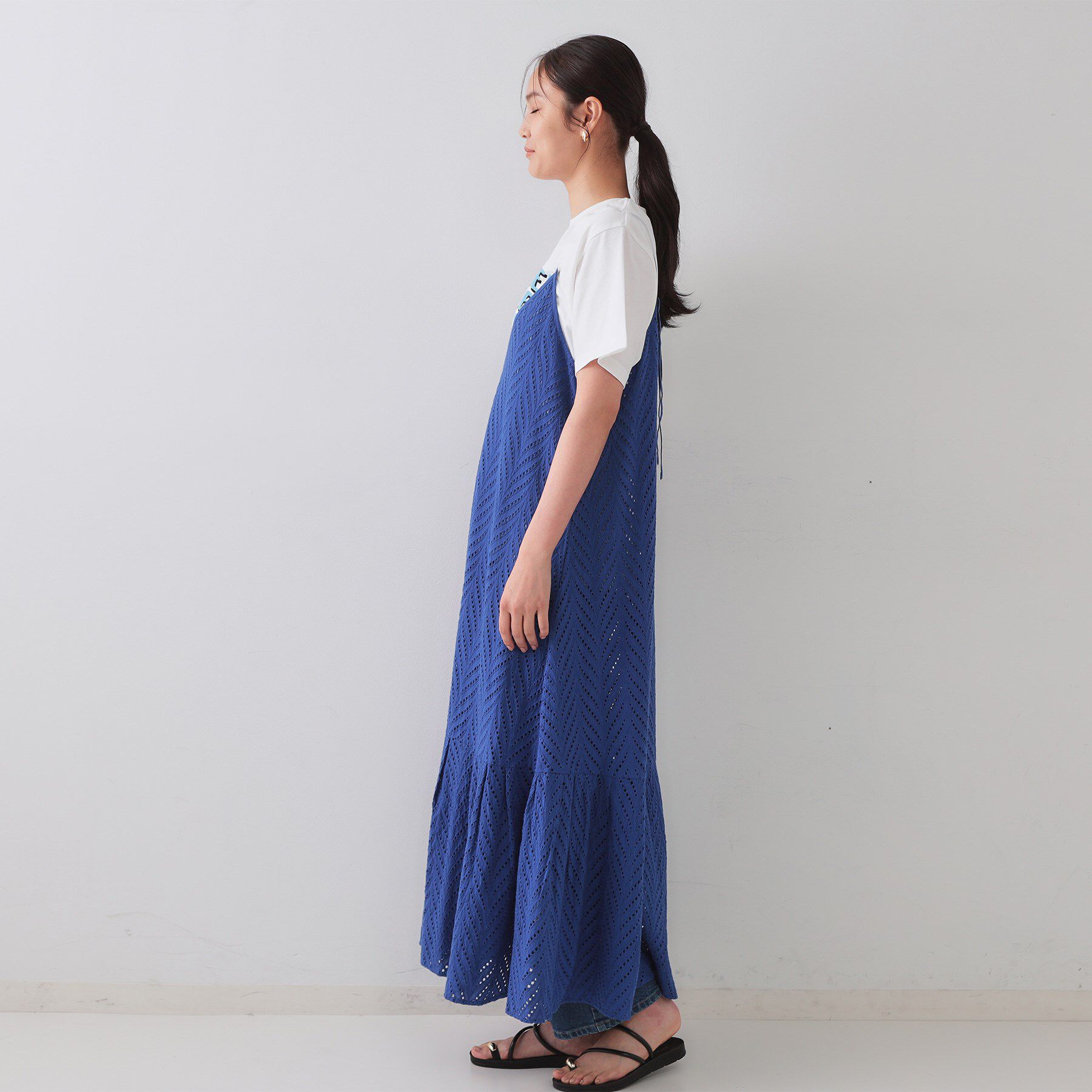 OPAQUE.CLIP「インドコットンアイレット刺繍キャミワンピース【洗える】」|ワンピース|