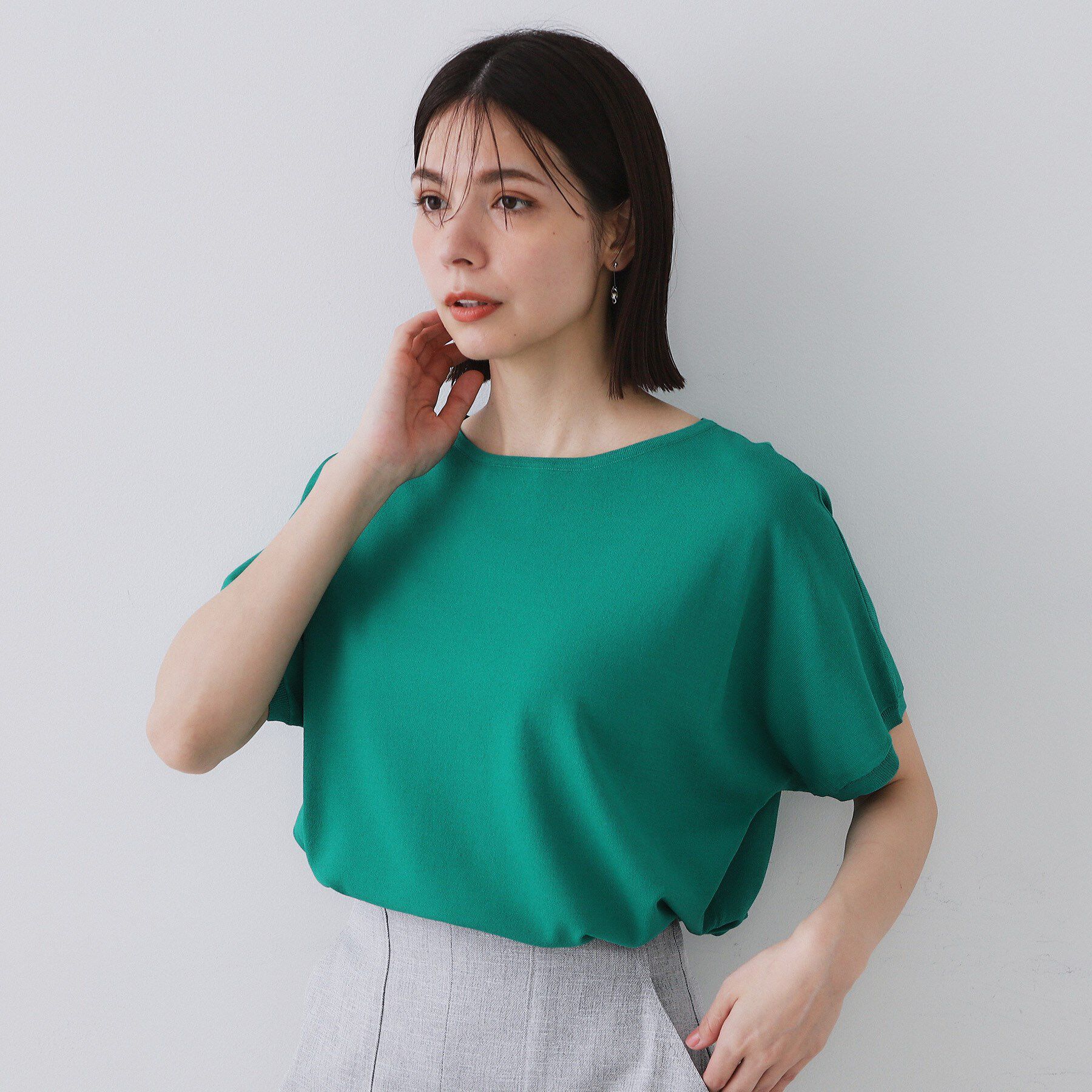 OPAQUE.CLIP「《6色展開/S-LLサイズ》ドルマンスリーブニット【UV/接触冷感/洗濯機洗い可/抗ピル】」|ニット・セーター|