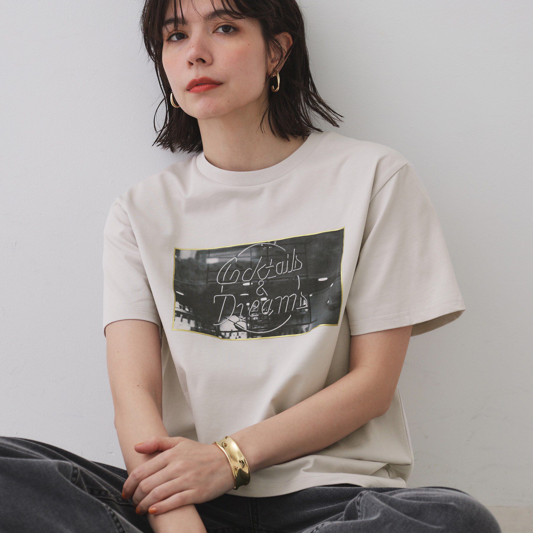 OPAQUE.CLIP「フォトプリントTシャツ【洗濯機洗い可】」|Tシャツ・カットソー|ライトベージュ(05