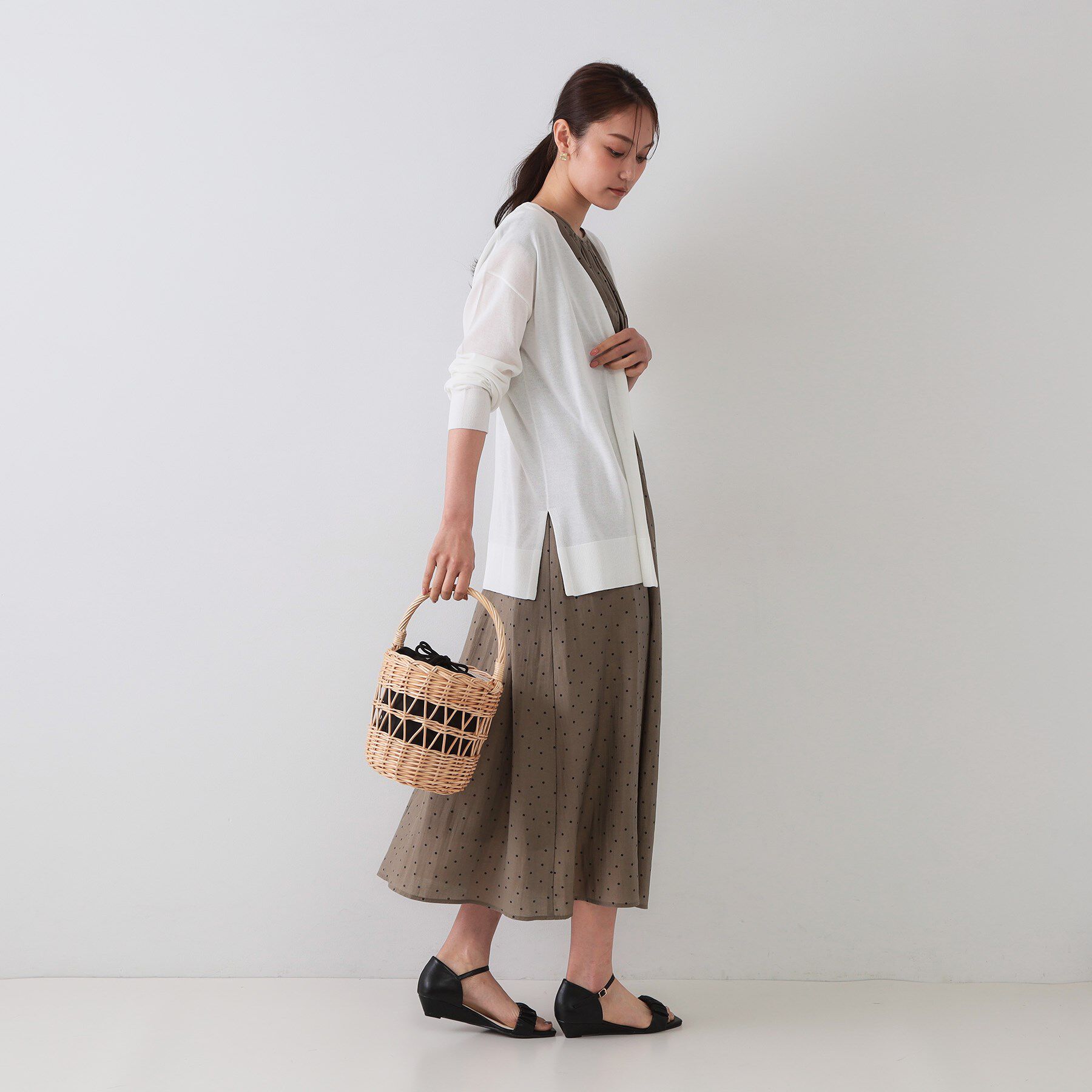 OPAQUE.CLIP「ミドル丈トッパーニットカーディガン【洗濯機洗い可/接触冷感/抗ピル】」|カーディガン|